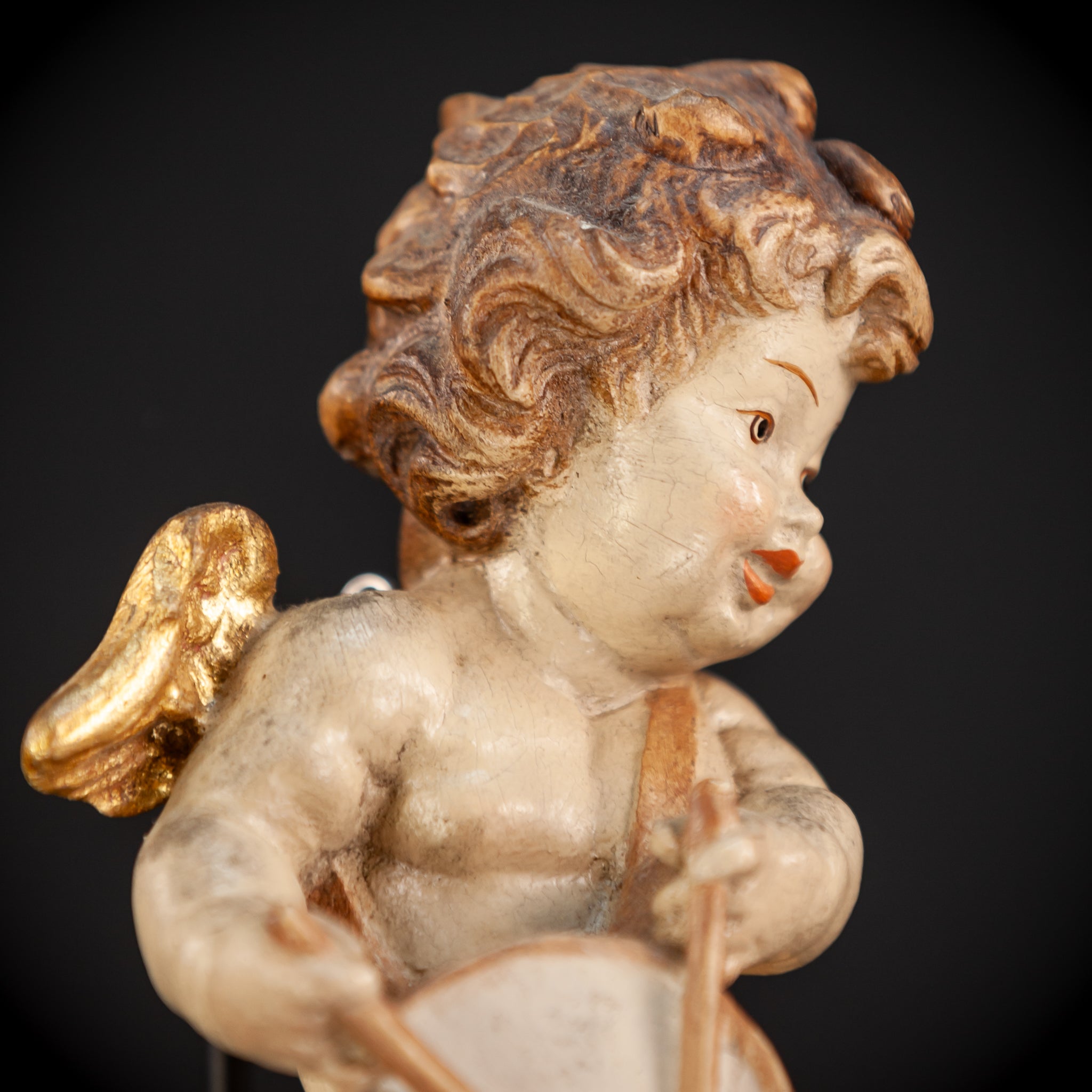 Wood Carving Angel Statue | Vintage 6.7" / 17 cm