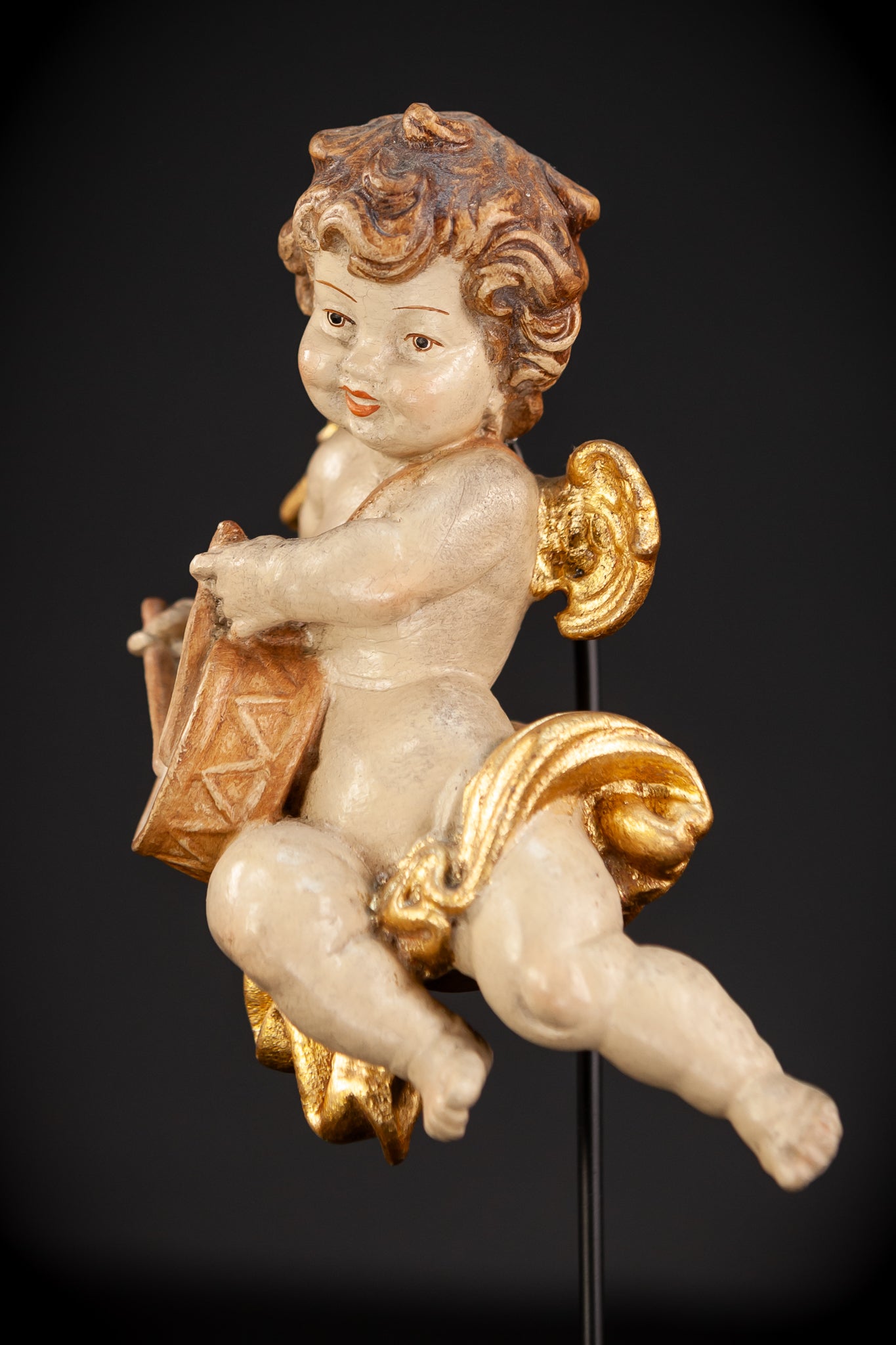Wood Carving Angel Statue | Vintage 6.7" / 17 cm