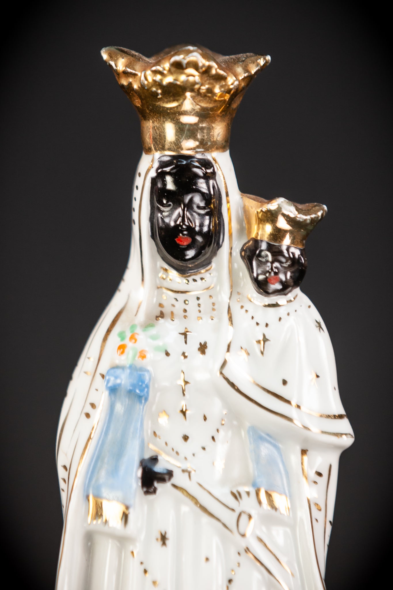 Black Madonna Porcelain Statue | Antique 6.7" / 17 cm