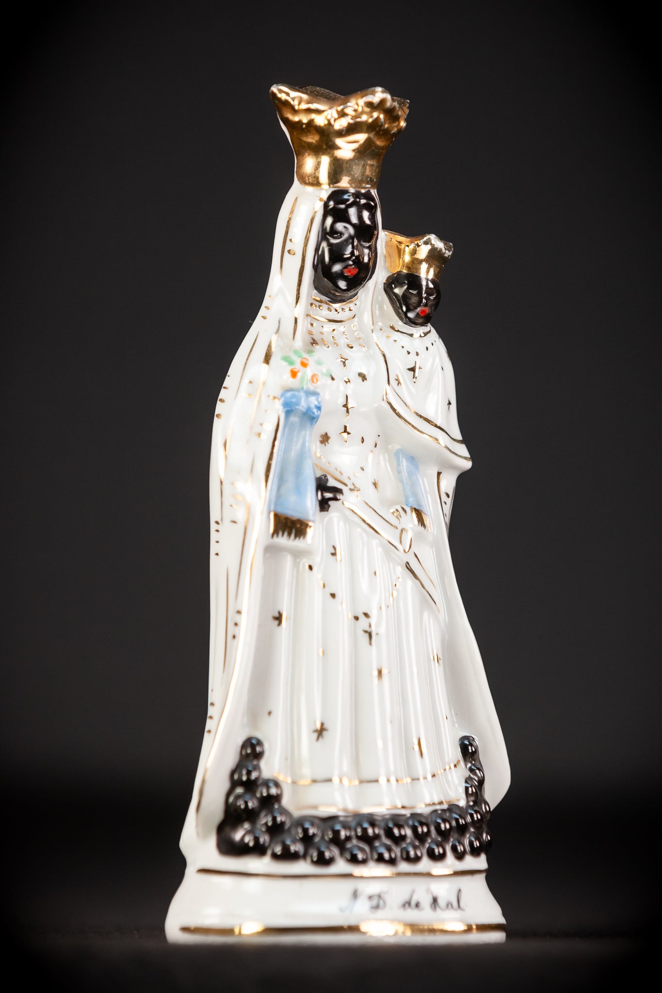 Black Madonna Porcelain Statue | Antique 6.7" / 17 cm