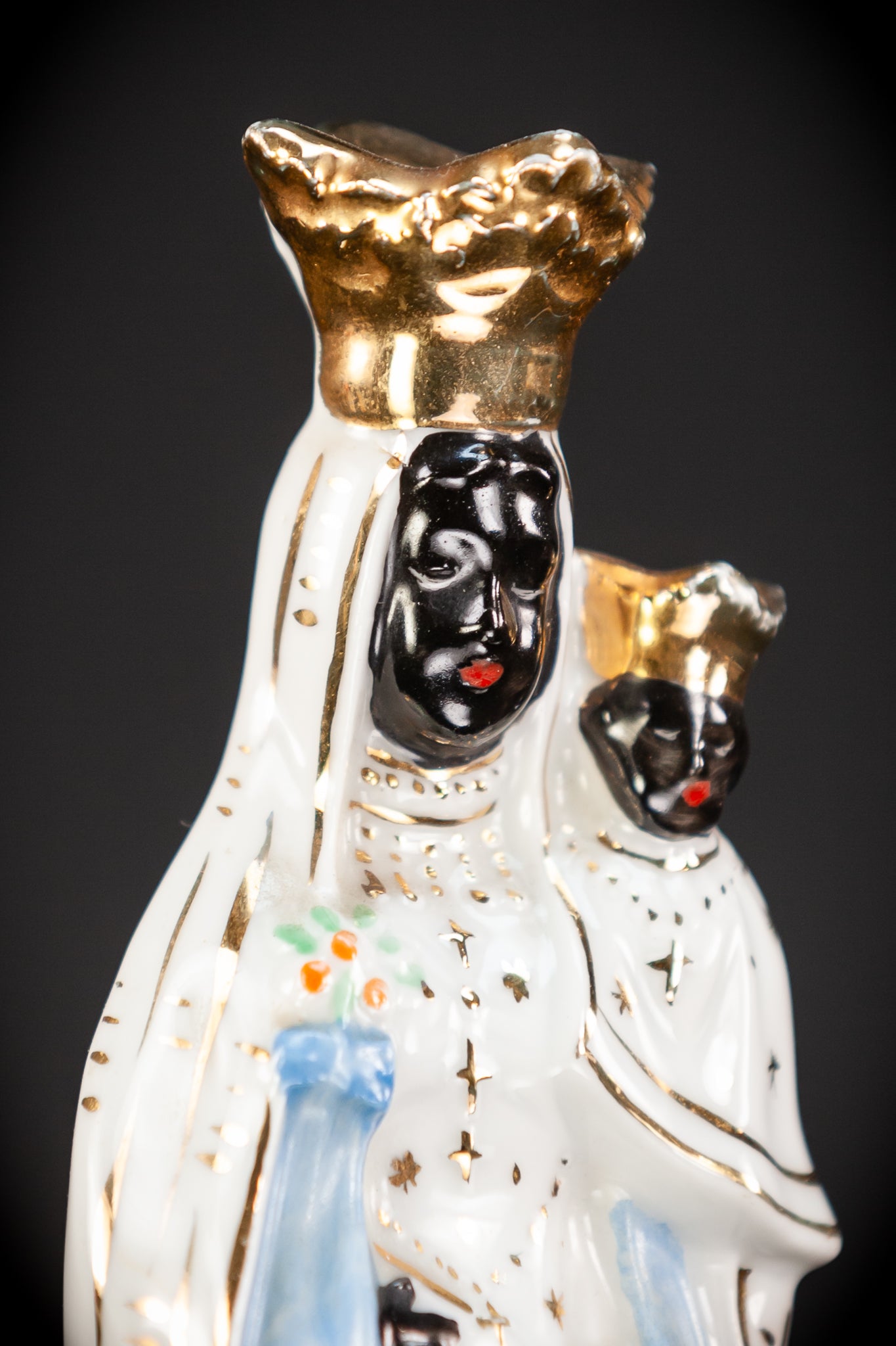 Black Madonna Porcelain Statue | Antique 6.7" / 17 cm