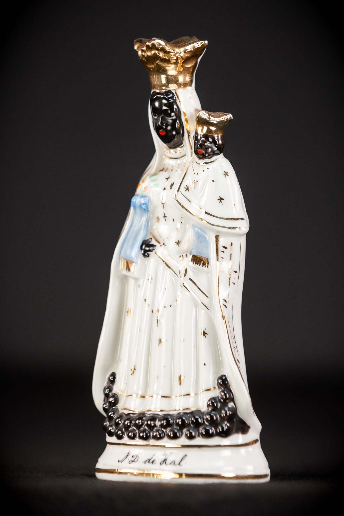 Black Madonna Porcelain Statue | Antique 6.7" / 17 cm