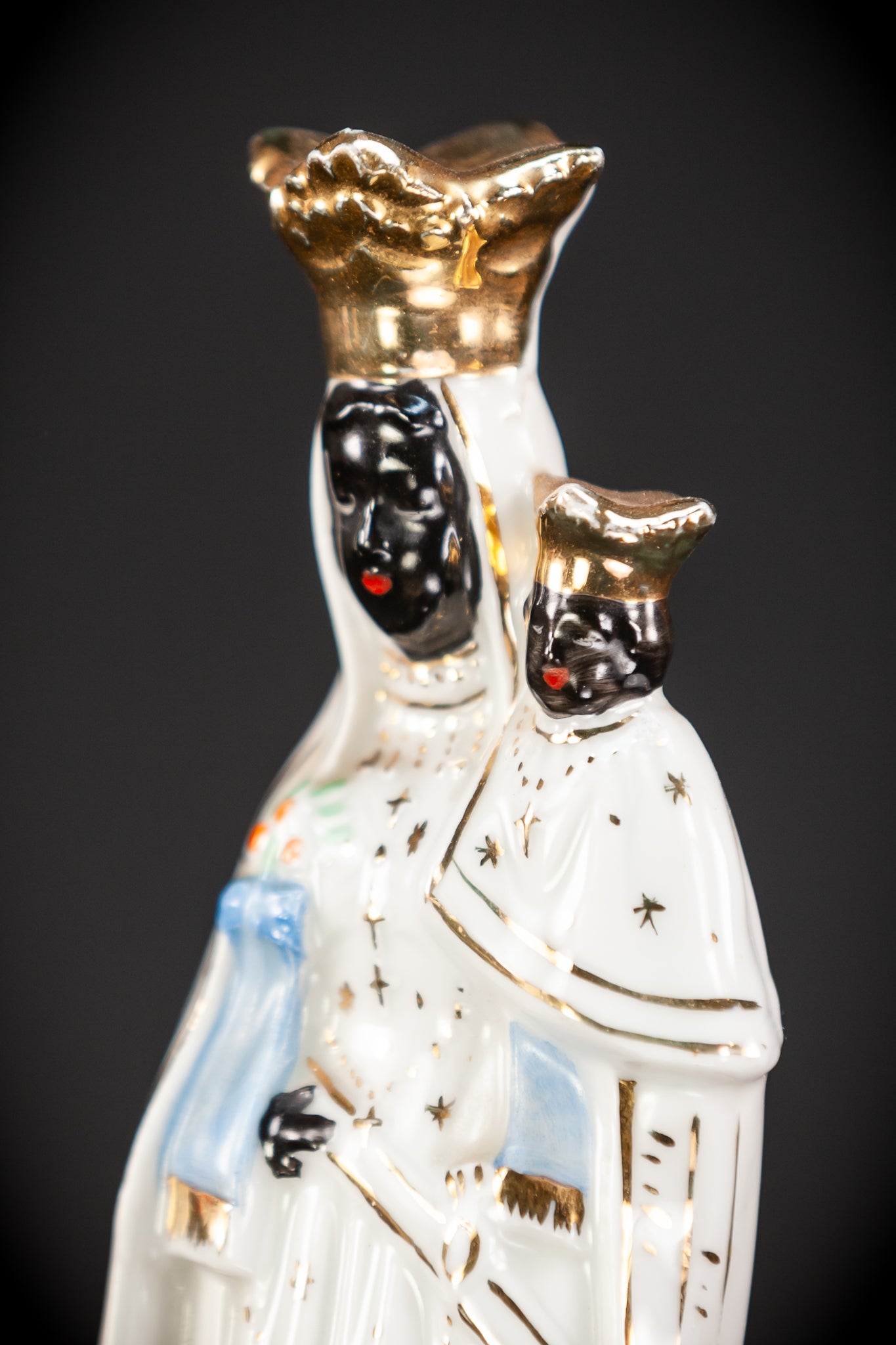 Black Madonna Porcelain Statue | Antique 6.7" / 17 cm