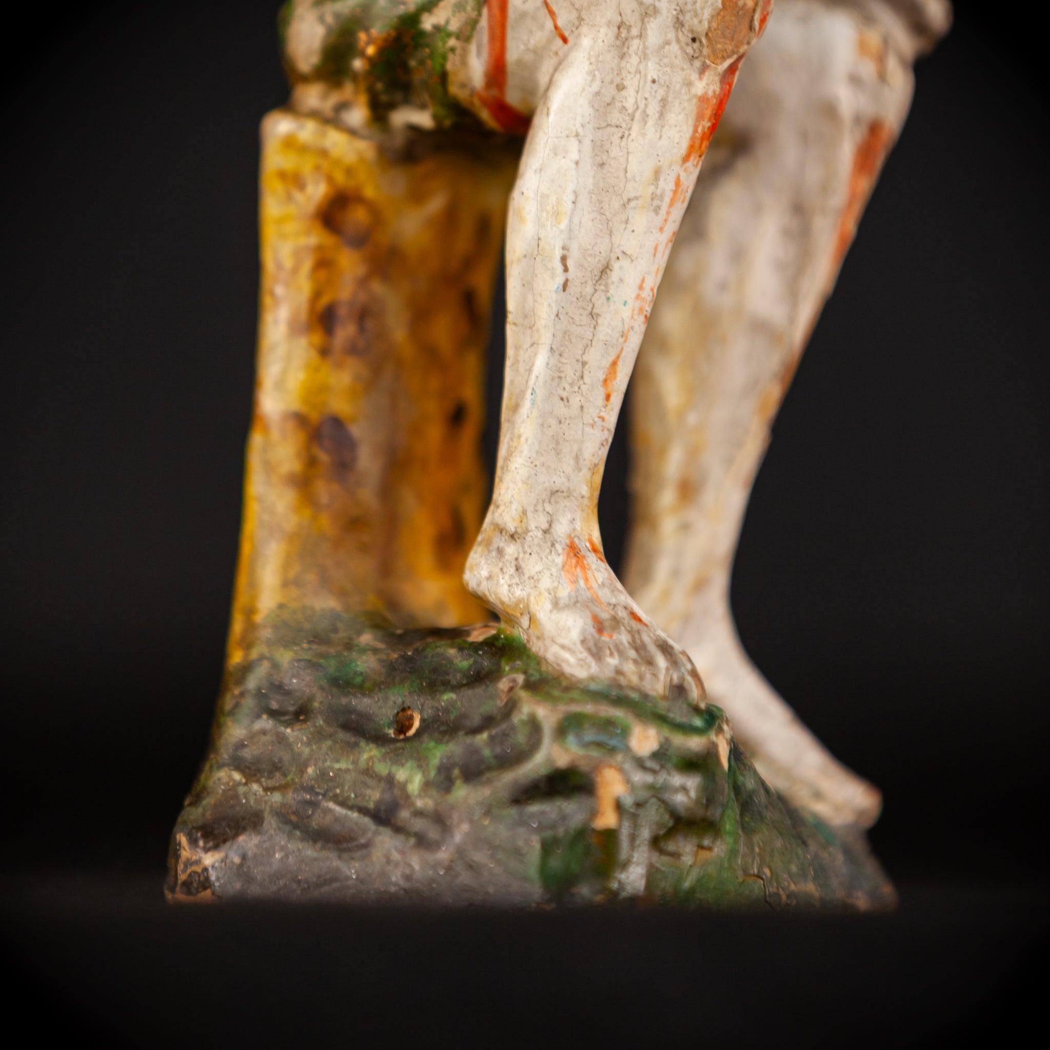 Pensive Christ Wooden Sculpture | Antique 1700s | 7.7" / 19.5 cm
