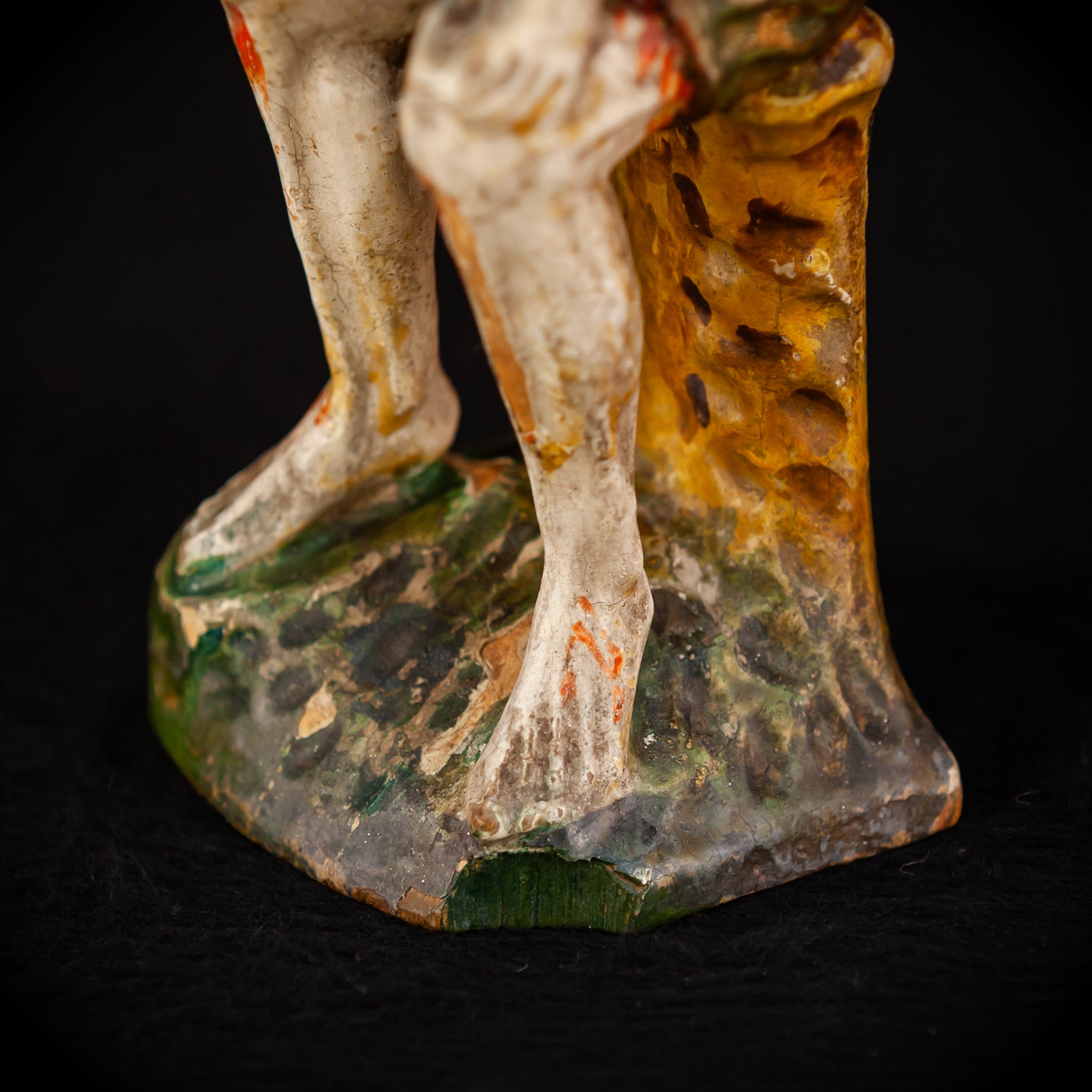 Pensive Christ Wooden Sculpture | Antique 1700s | 7.7" / 19.5 cm