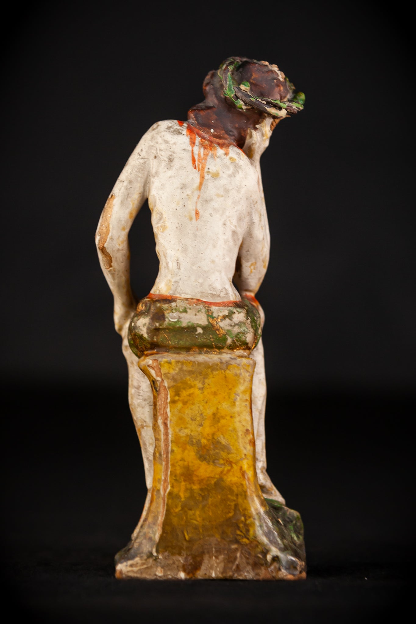 Pensive Christ Wooden Sculpture | Antique 1700s | 7.7" / 19.5 cm