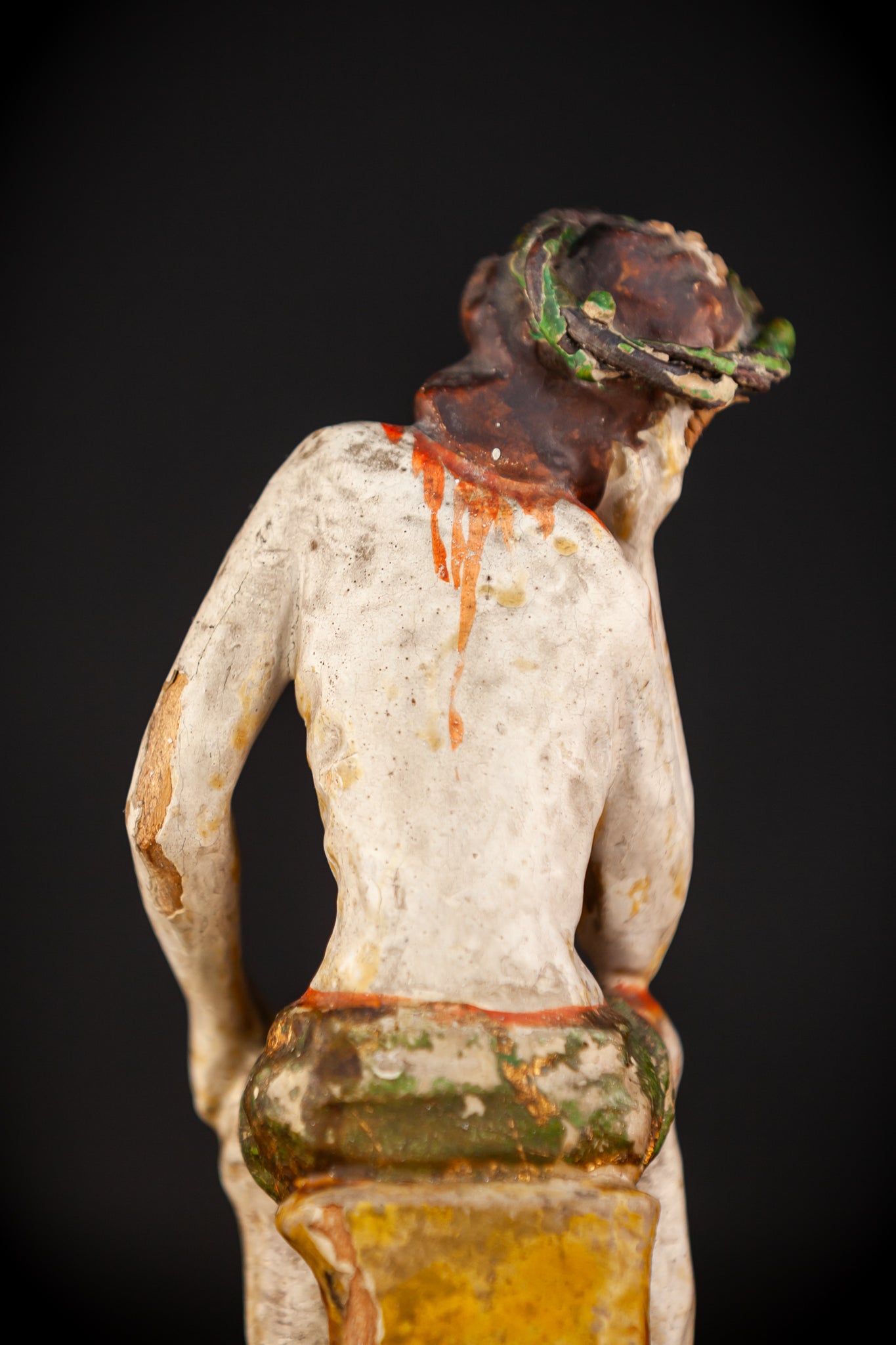 Pensive Christ Wooden Sculpture | Antique 1700s | 7.7" / 19.5 cm