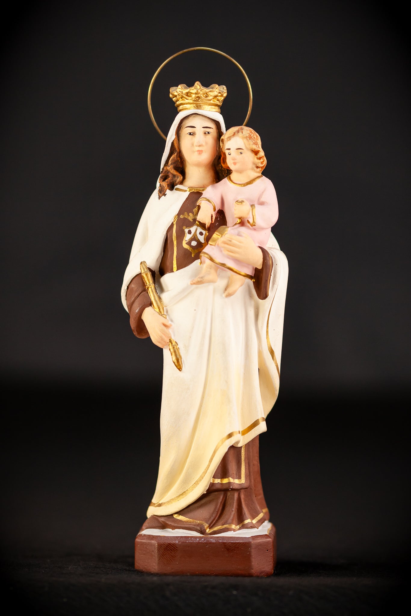 Virgin Mary w Child Jesus Plaster Statue | OLOT 8.1"