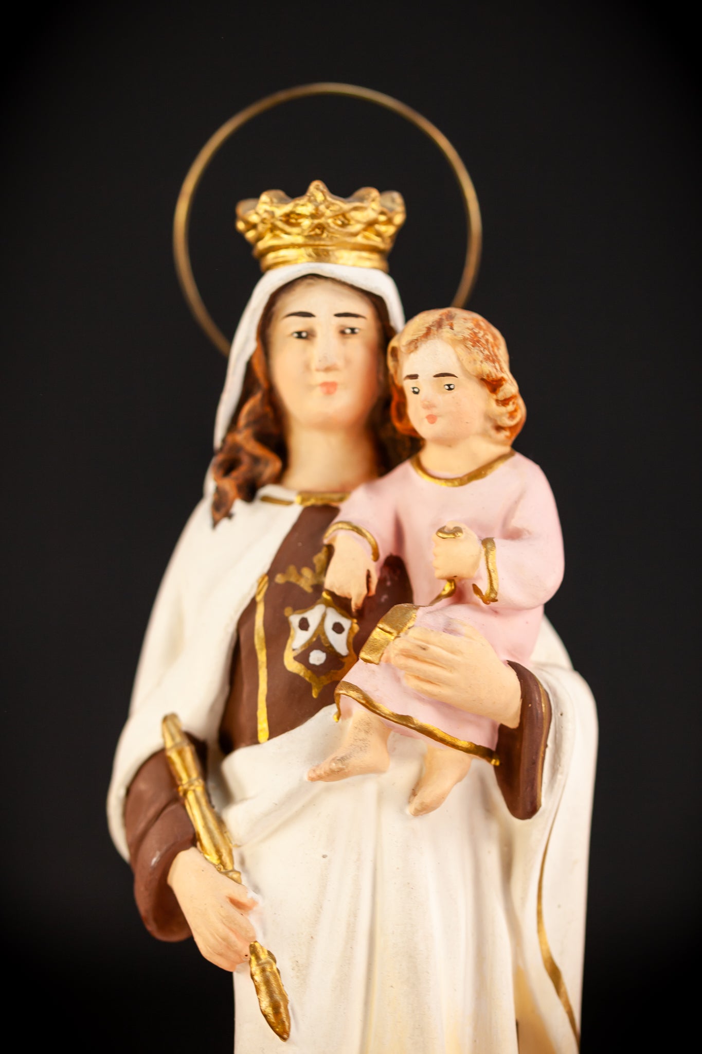 Virgin Mary w Child Jesus Plaster Statue | OLOT 8.1"