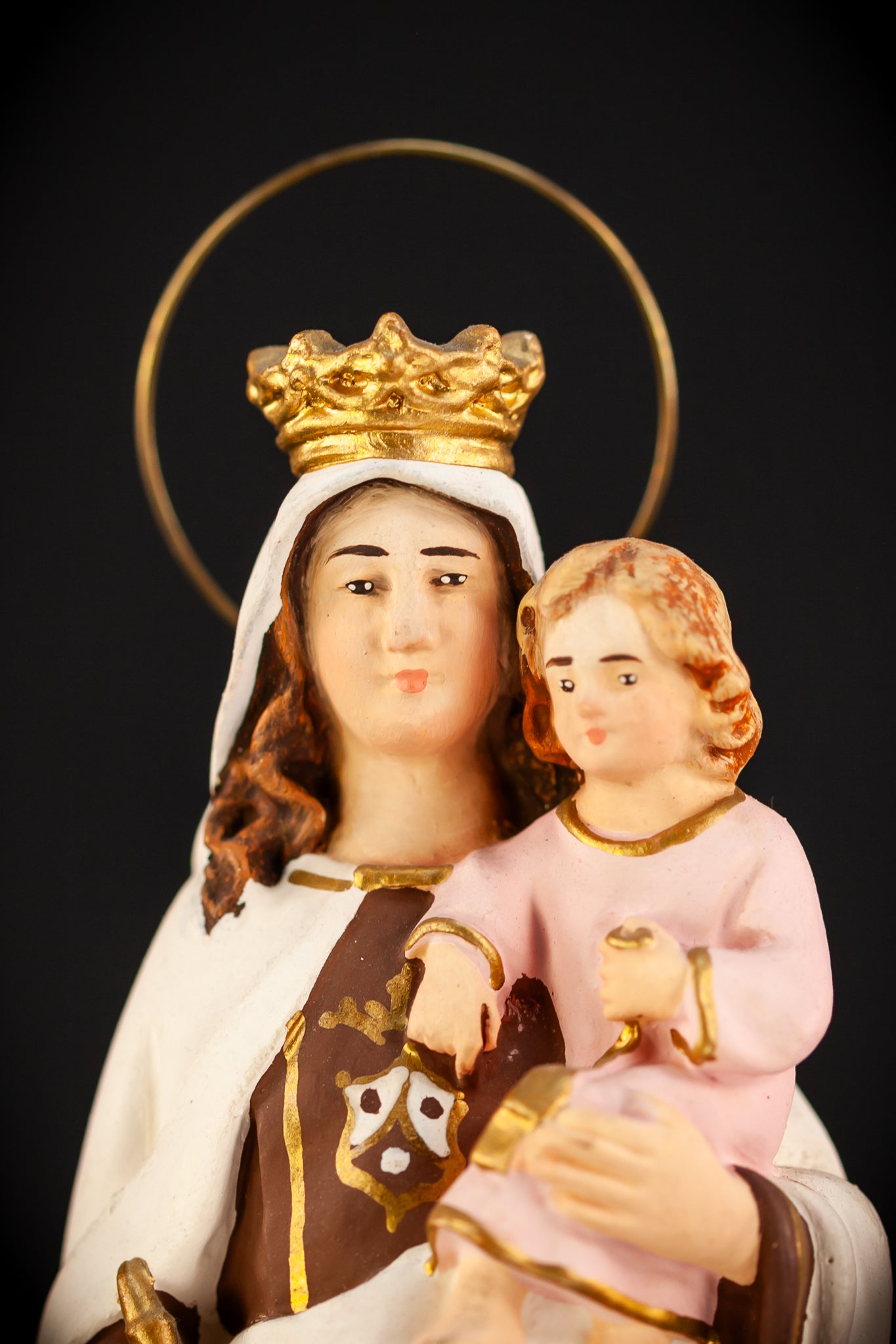Virgin Mary w Child Jesus Plaster Statue | OLOT 8.1"