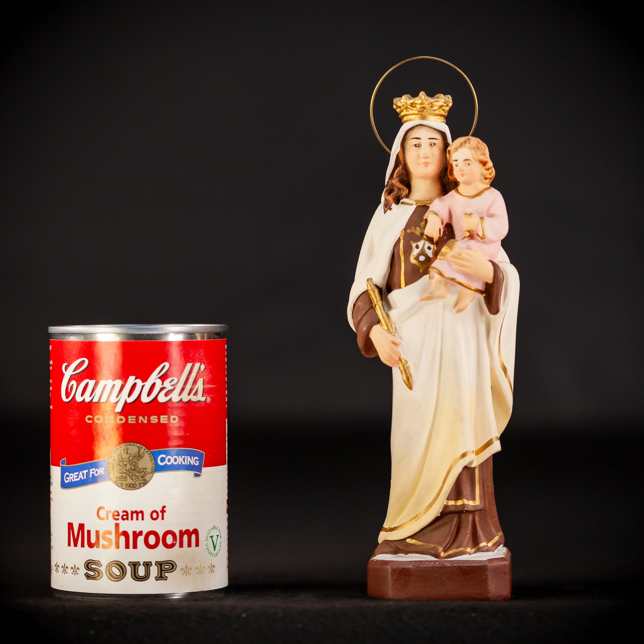 Virgin Mary w Child Jesus Plaster Statue | OLOT 8.1"