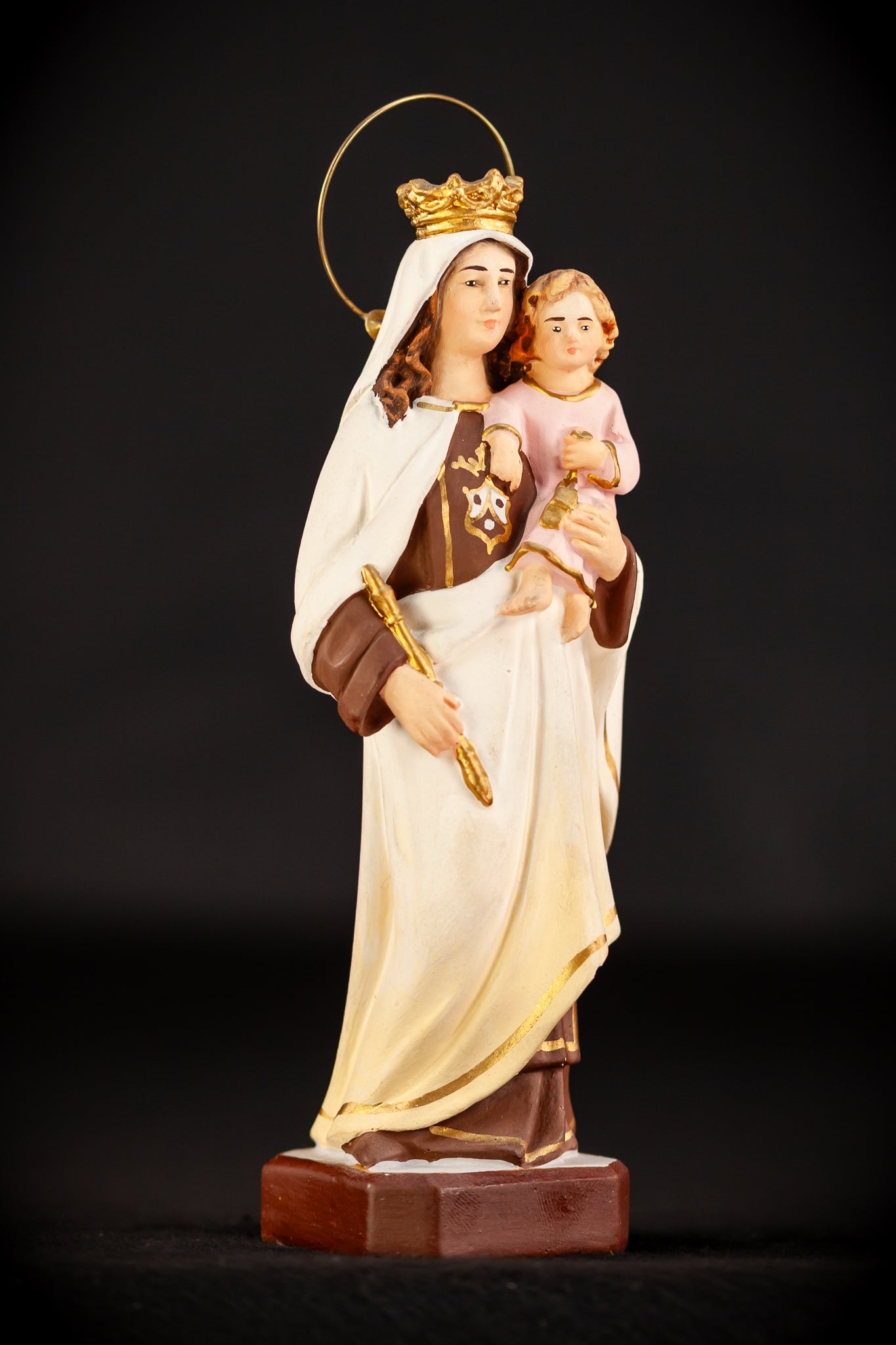 Virgin Mary w Child Jesus Plaster Statue | OLOT 8.1"