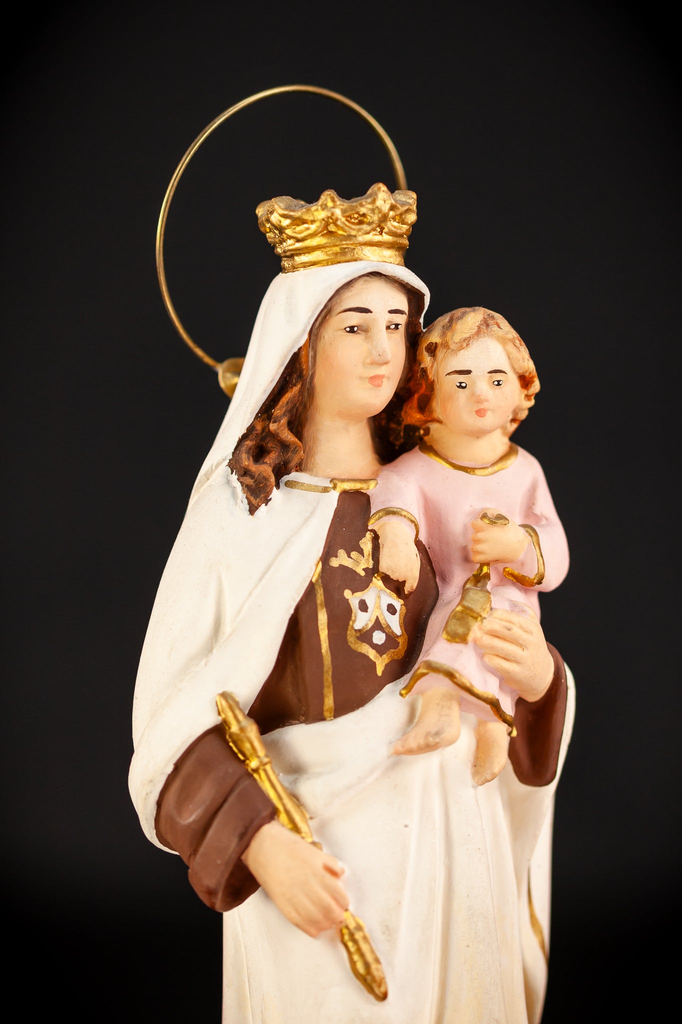 Virgin Mary w Child Jesus Plaster Statue | OLOT 8.1"
