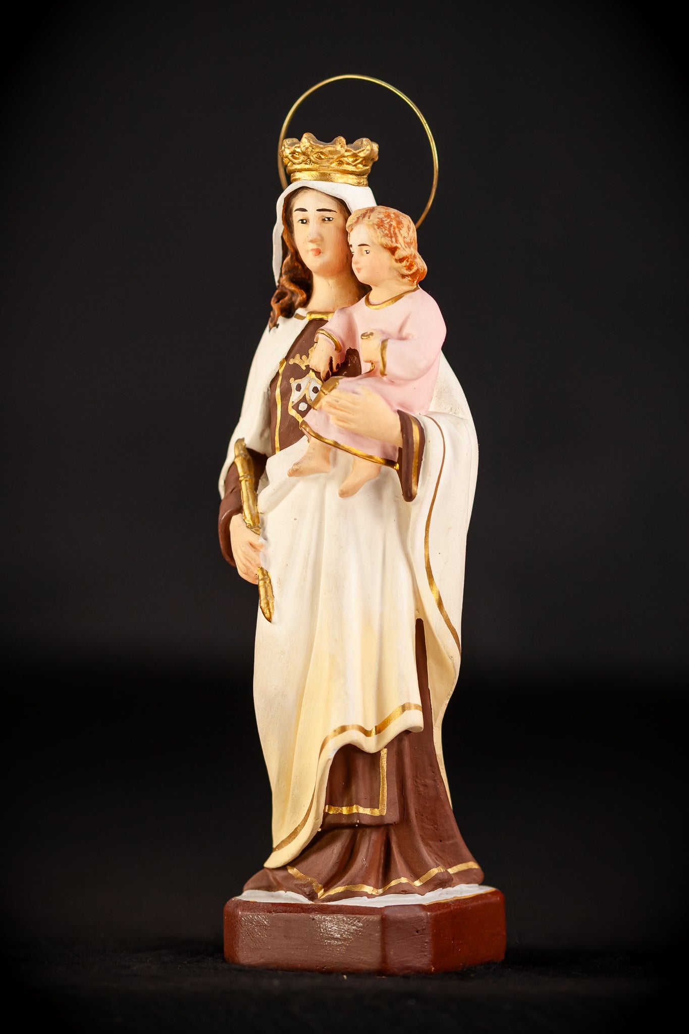 Virgin Mary w Child Jesus Plaster Statue | OLOT 8.1"