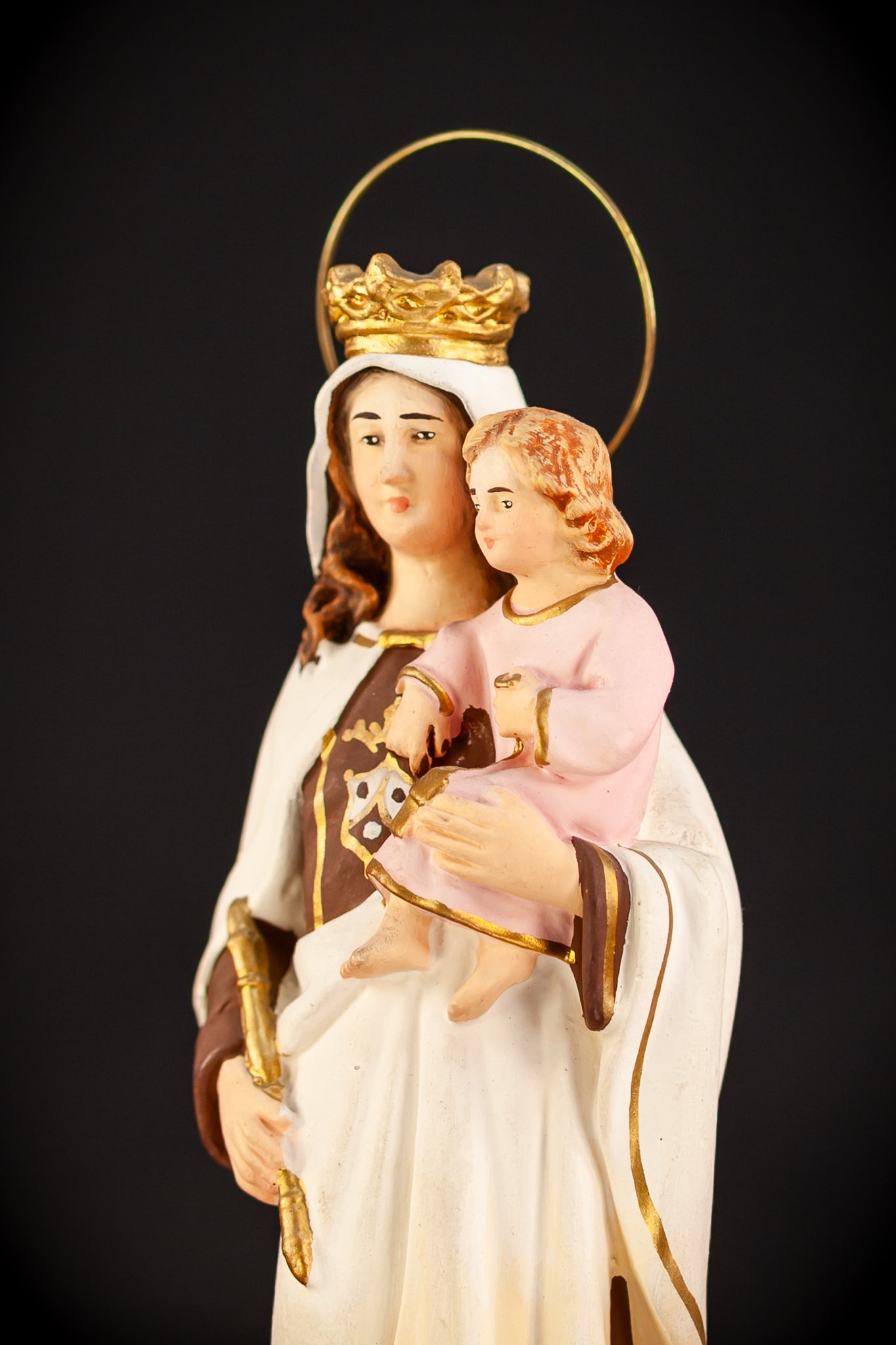 Virgin Mary w Child Jesus Plaster Statue | OLOT 8.1"