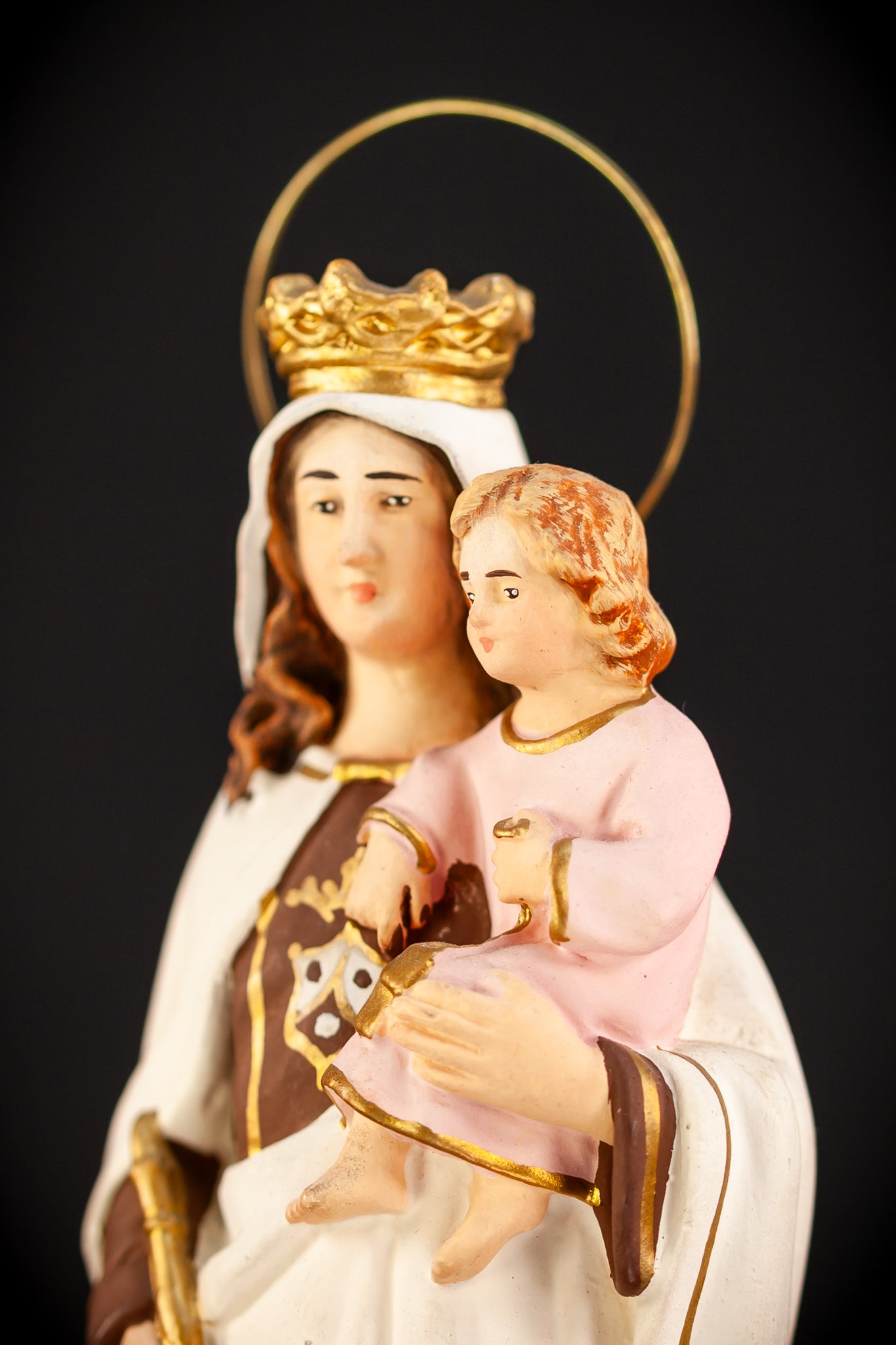 Virgin Mary w Child Jesus Plaster Statue | OLOT 8.1"