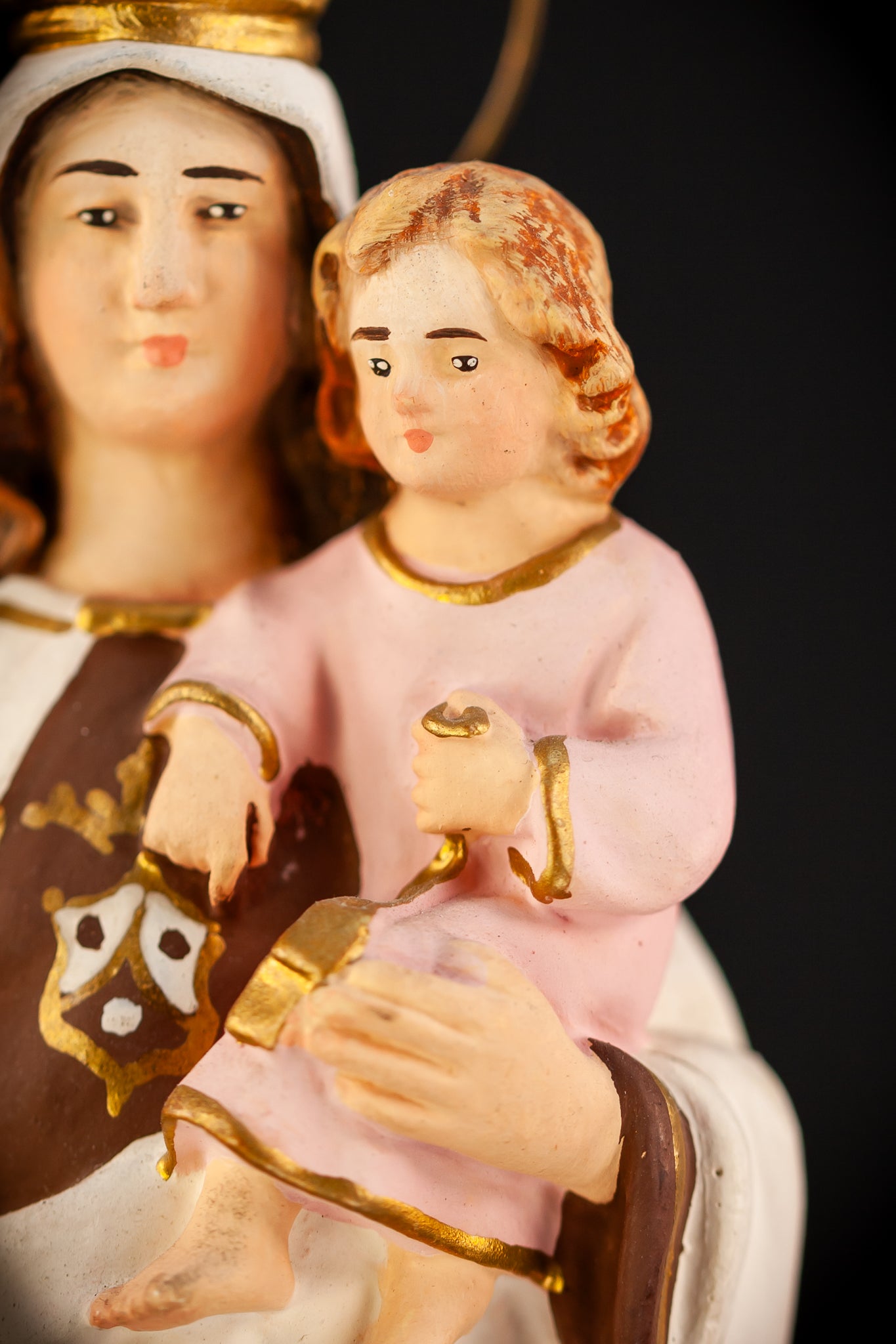 Virgin Mary w Child Jesus Plaster Statue | OLOT 8.1"
