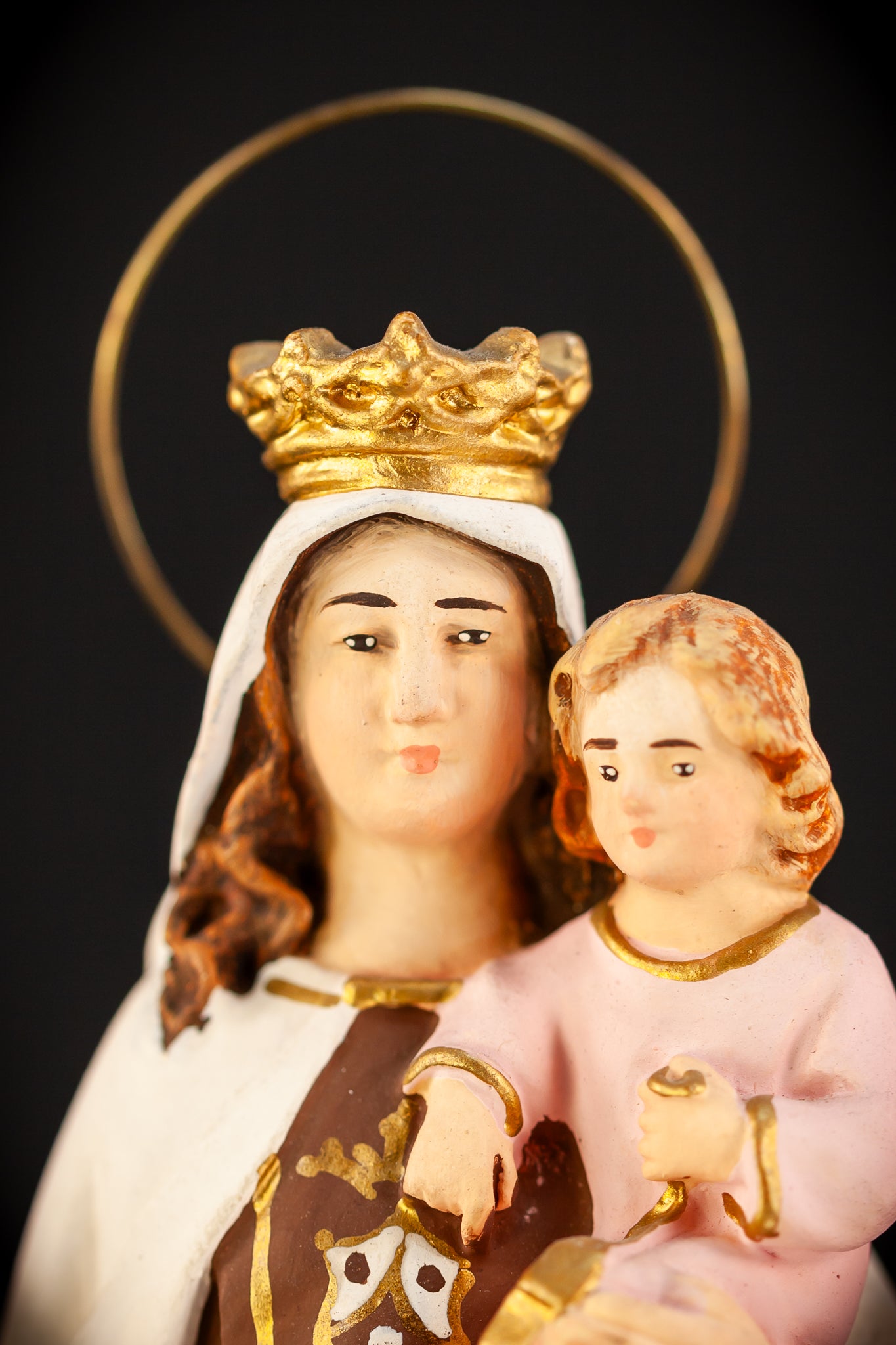 Virgin Mary w Child Jesus Plaster Statue | OLOT 8.1"