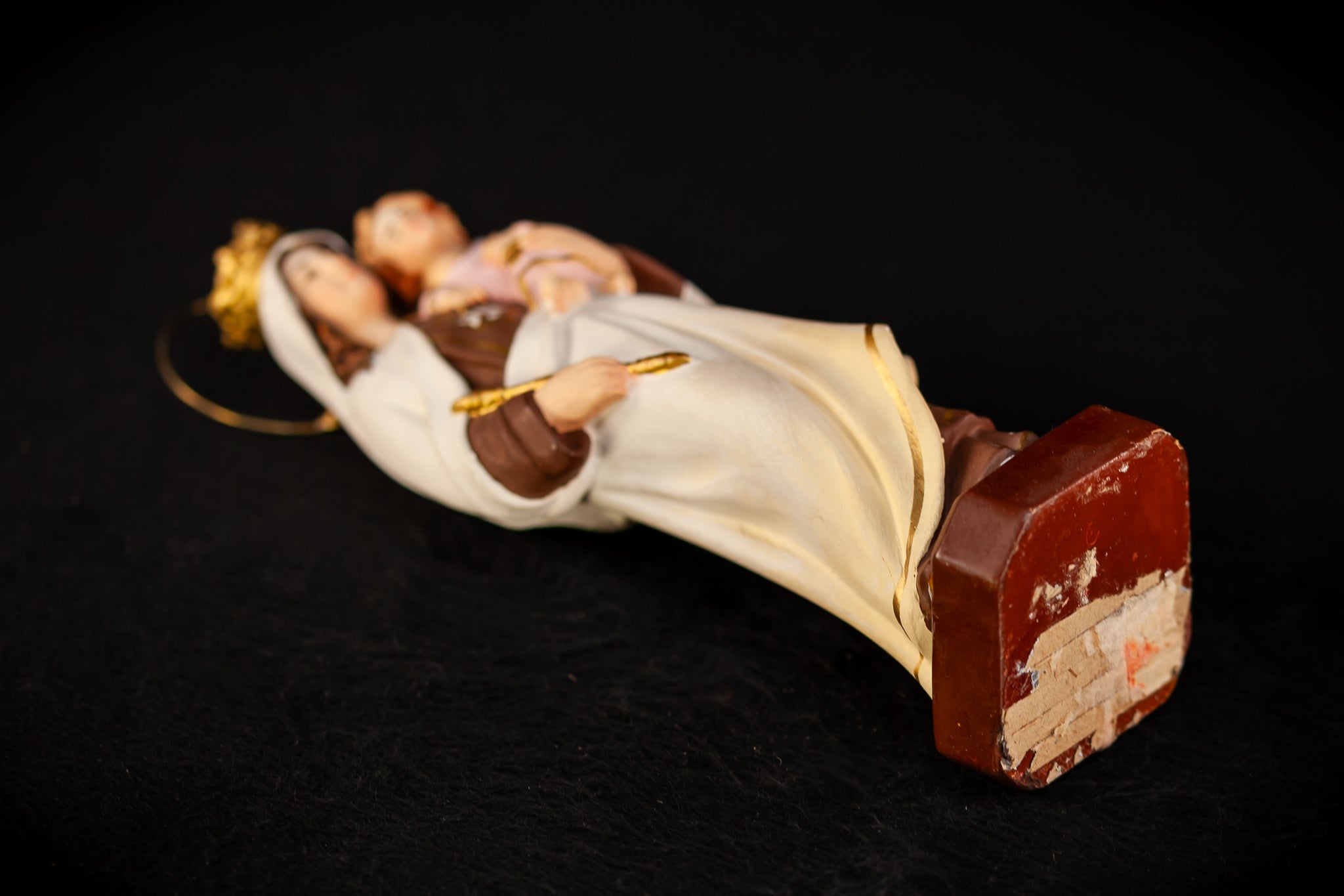 Virgin Mary w Child Jesus Plaster Statue | OLOT 8.1"