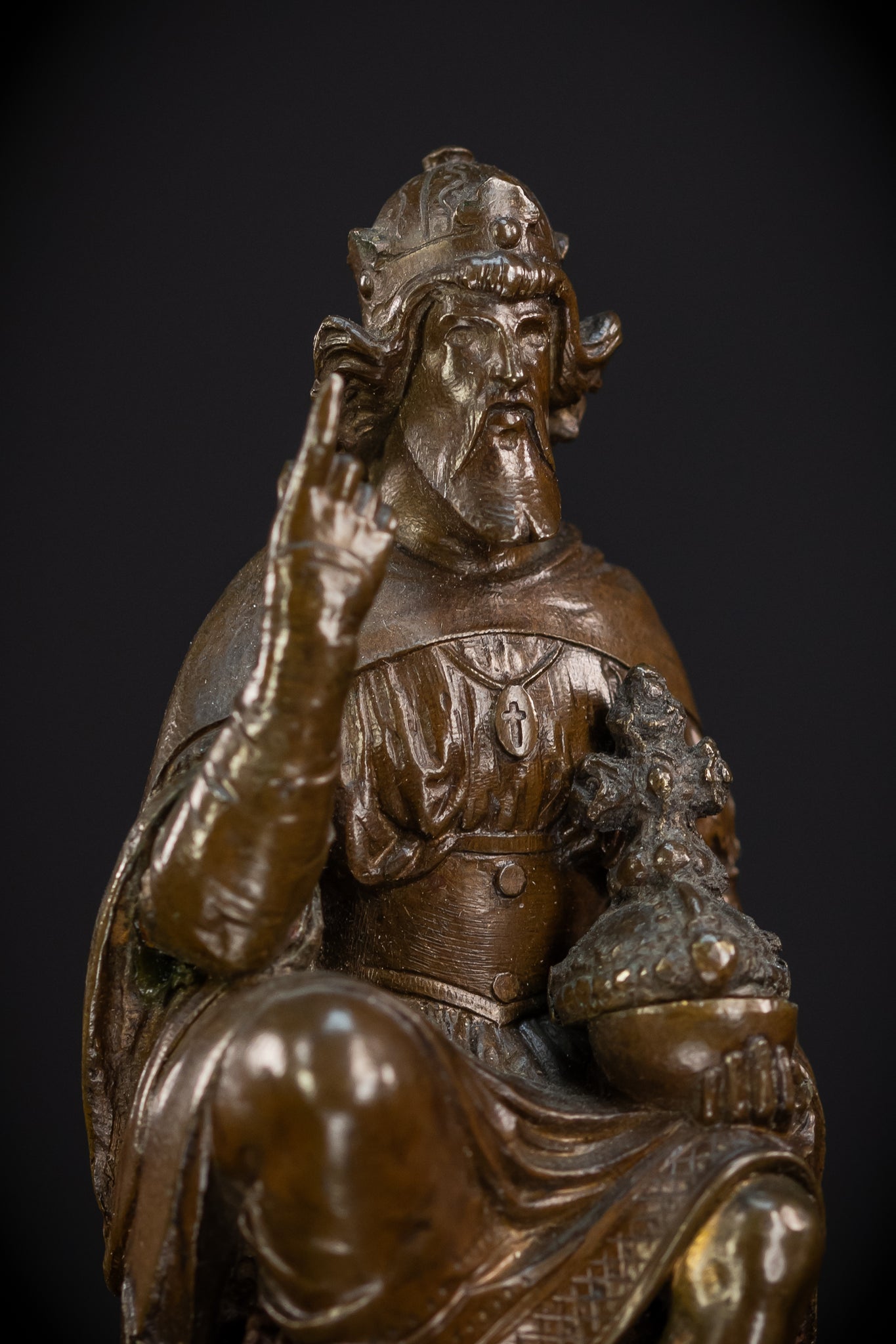 Saint Henry II Bronze Sculpture | 1700s Antique