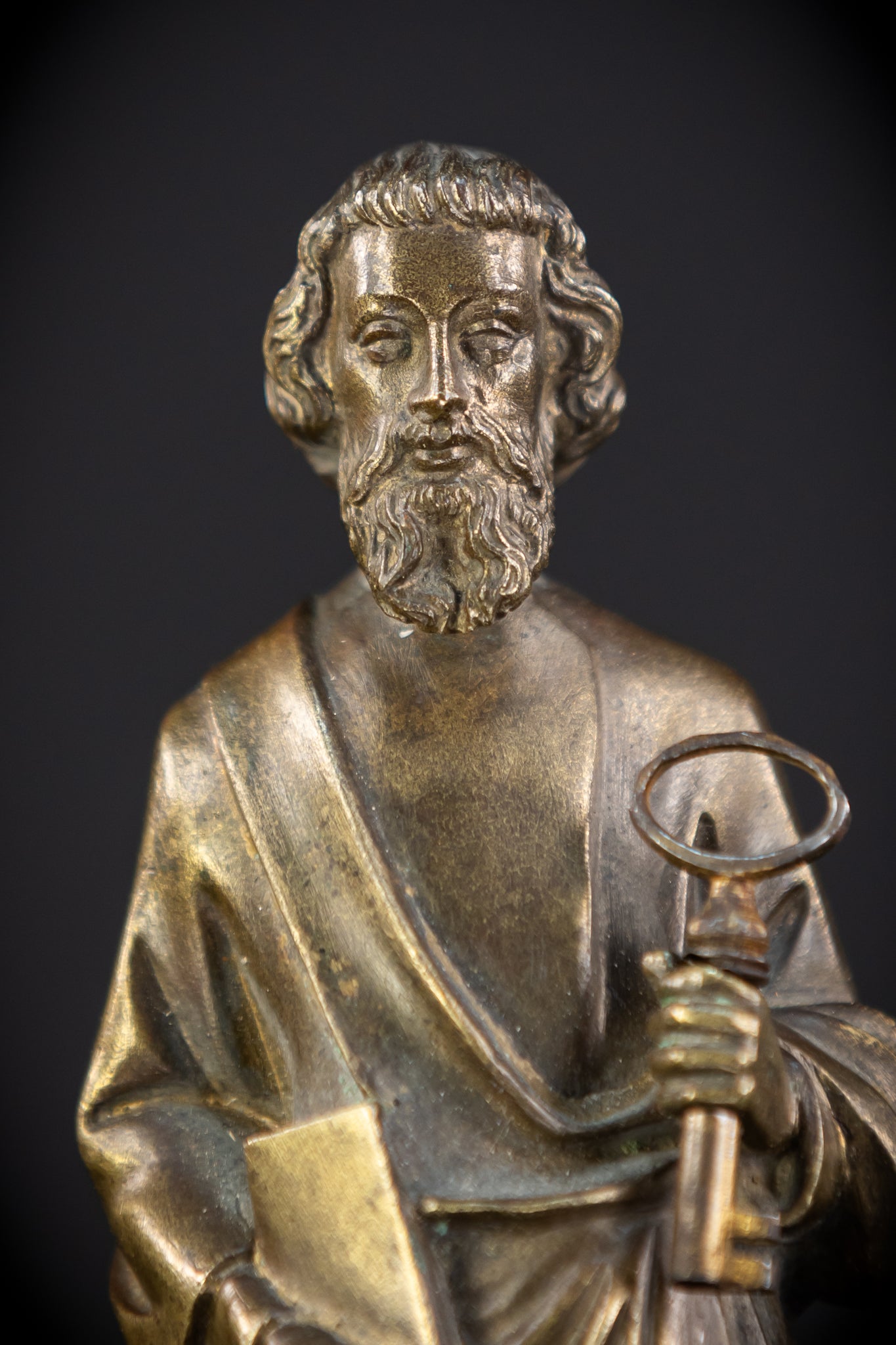 Saint Peter Bronze Statue | 1800s Antique | 6.3" / 16 cm