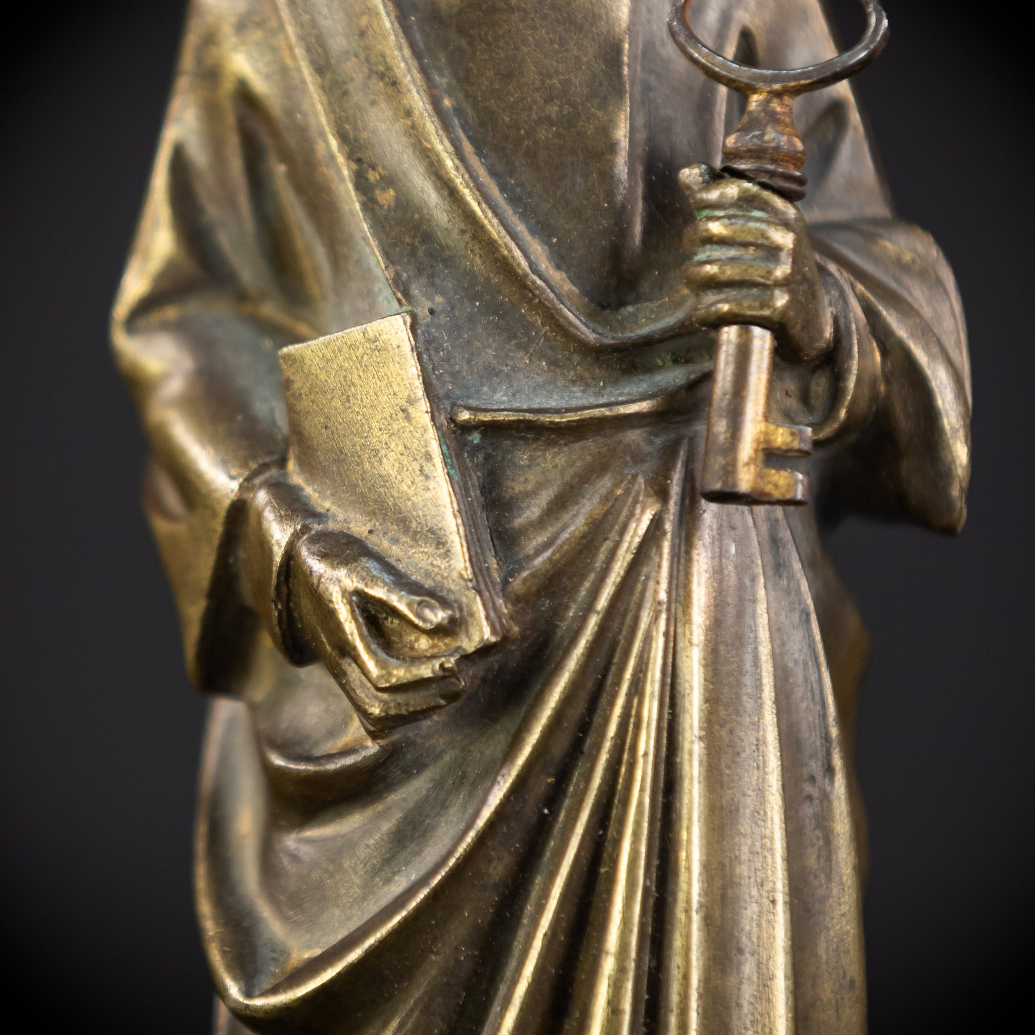 Saint Peter Bronze Statue | 1800s Antique | 6.3" / 16 cm
