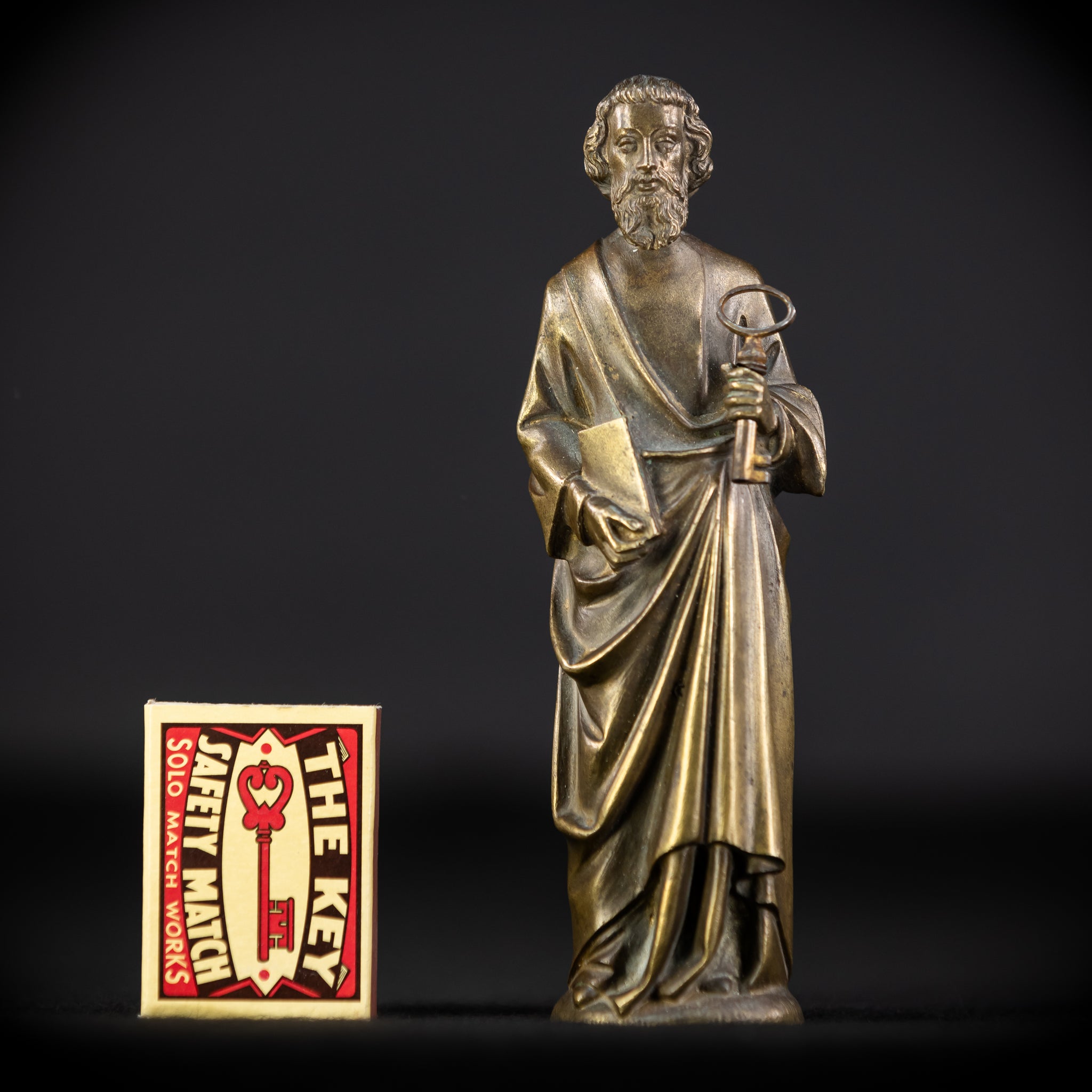 Saint Peter Bronze Statue | 1800s Antique | 6.3" / 16 cm