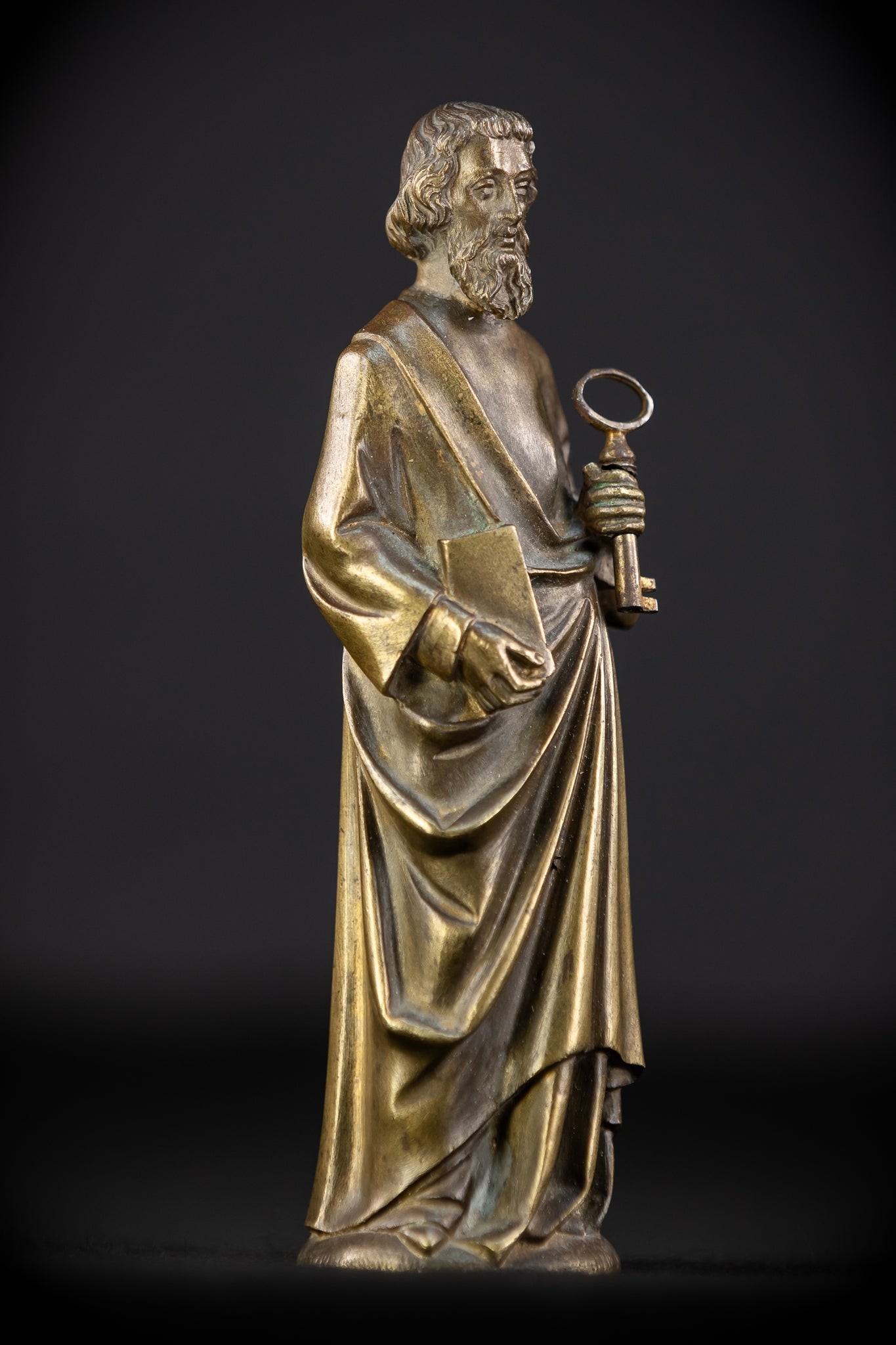 Saint Peter Bronze Statue | 1800s Antique | 6.3" / 16 cm