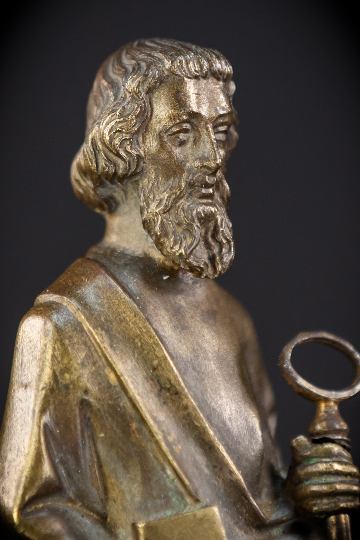 Saint Peter Bronze Statue | 1800s Antique | 6.3" / 16 cm