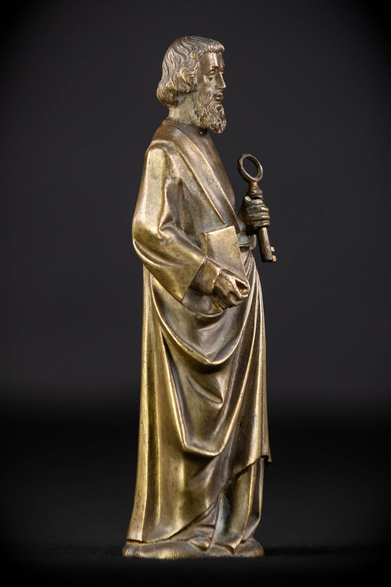Saint Peter Bronze Statue | 1800s Antique | 6.3" / 16 cm