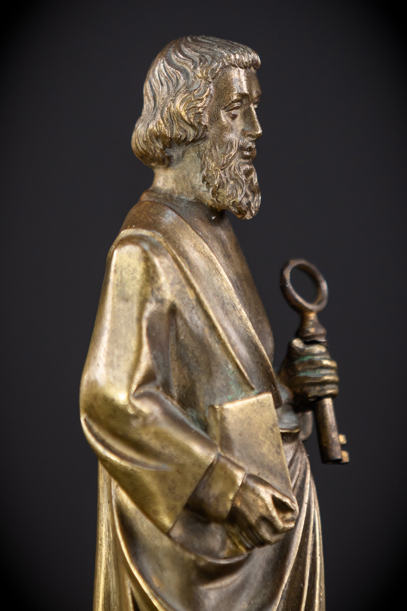 Saint Peter Bronze Statue | 1800s Antique | 6.3" / 16 cm