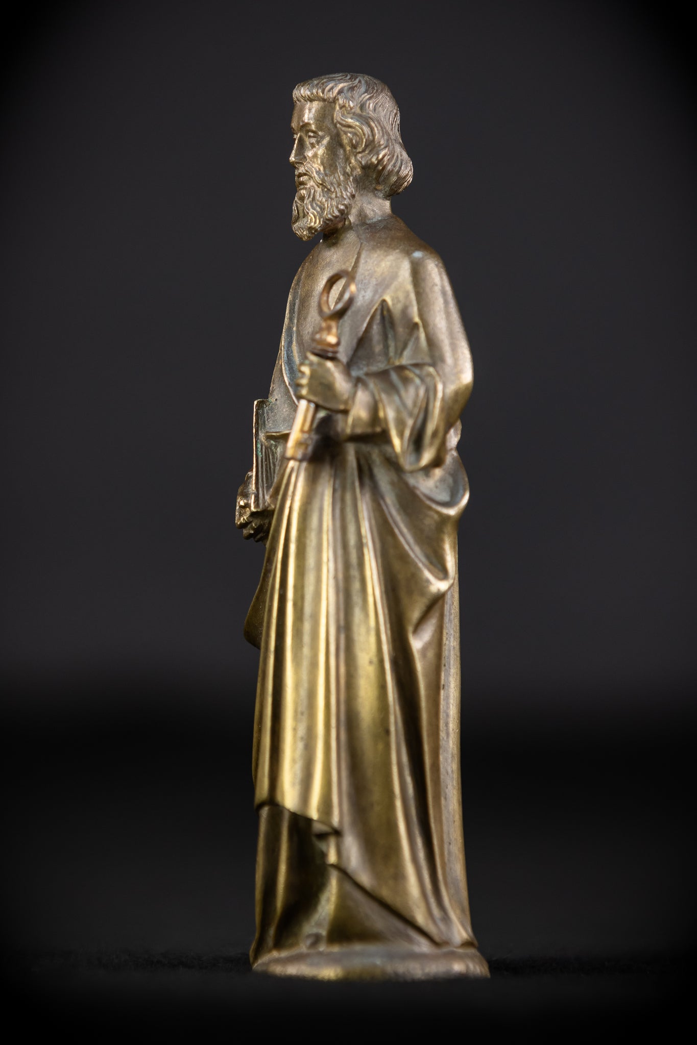 Saint Peter Bronze Statue | 1800s Antique | 6.3" / 16 cm