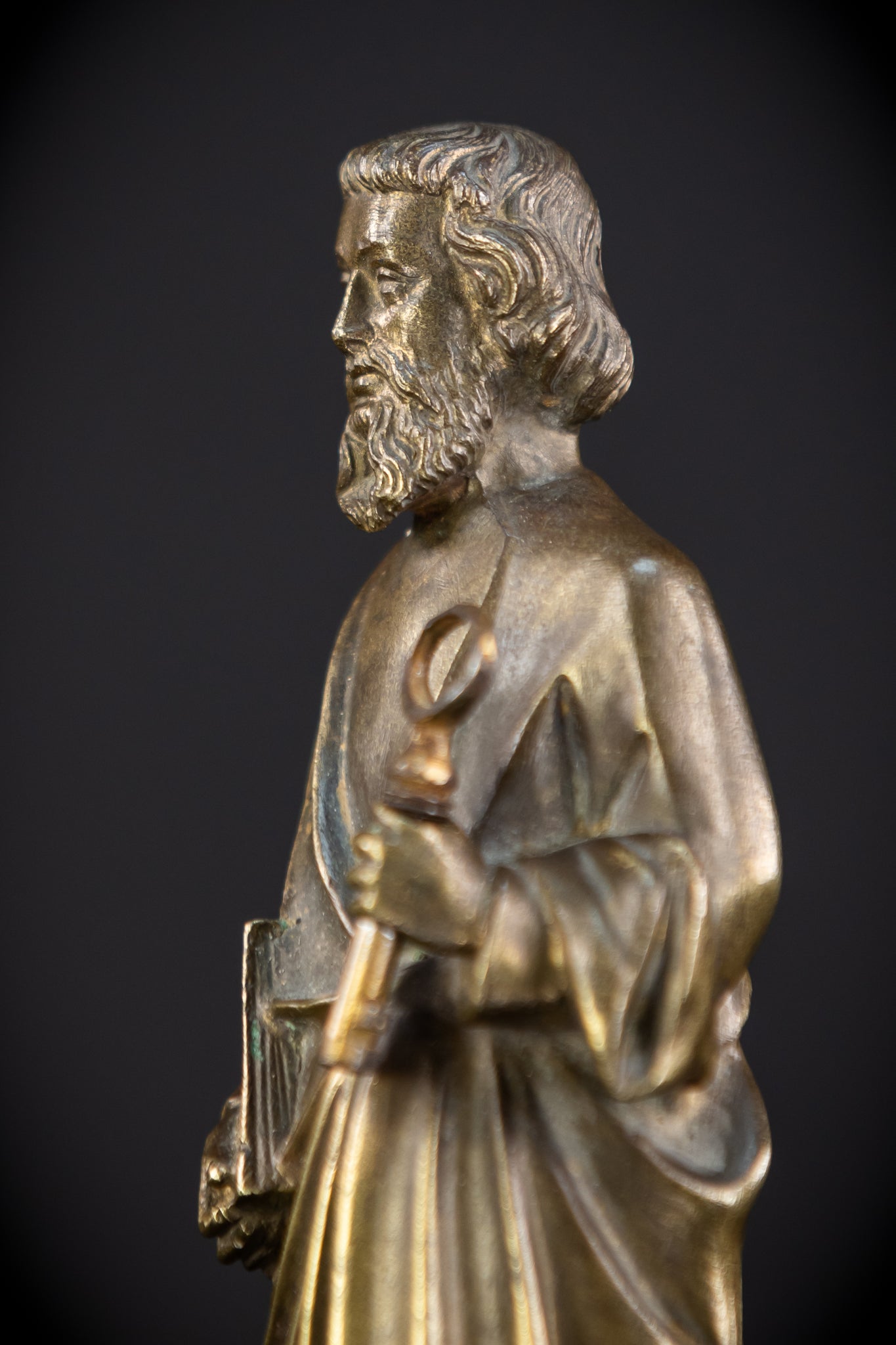 Saint Peter Bronze Statue | 1800s Antique | 6.3" / 16 cm