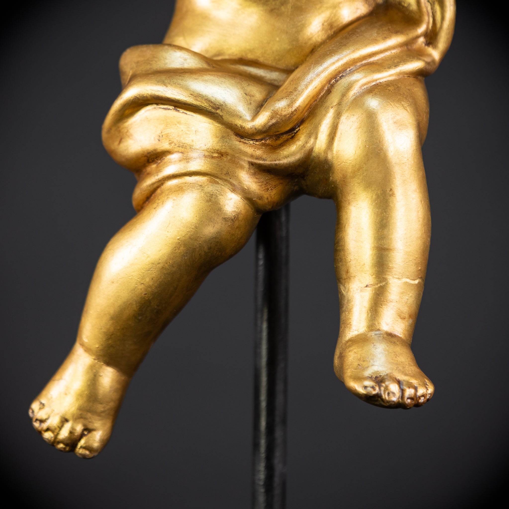 Angel Sculpture A Wood Carved | 1800s Antique | 13.2" / 33.5 cm
