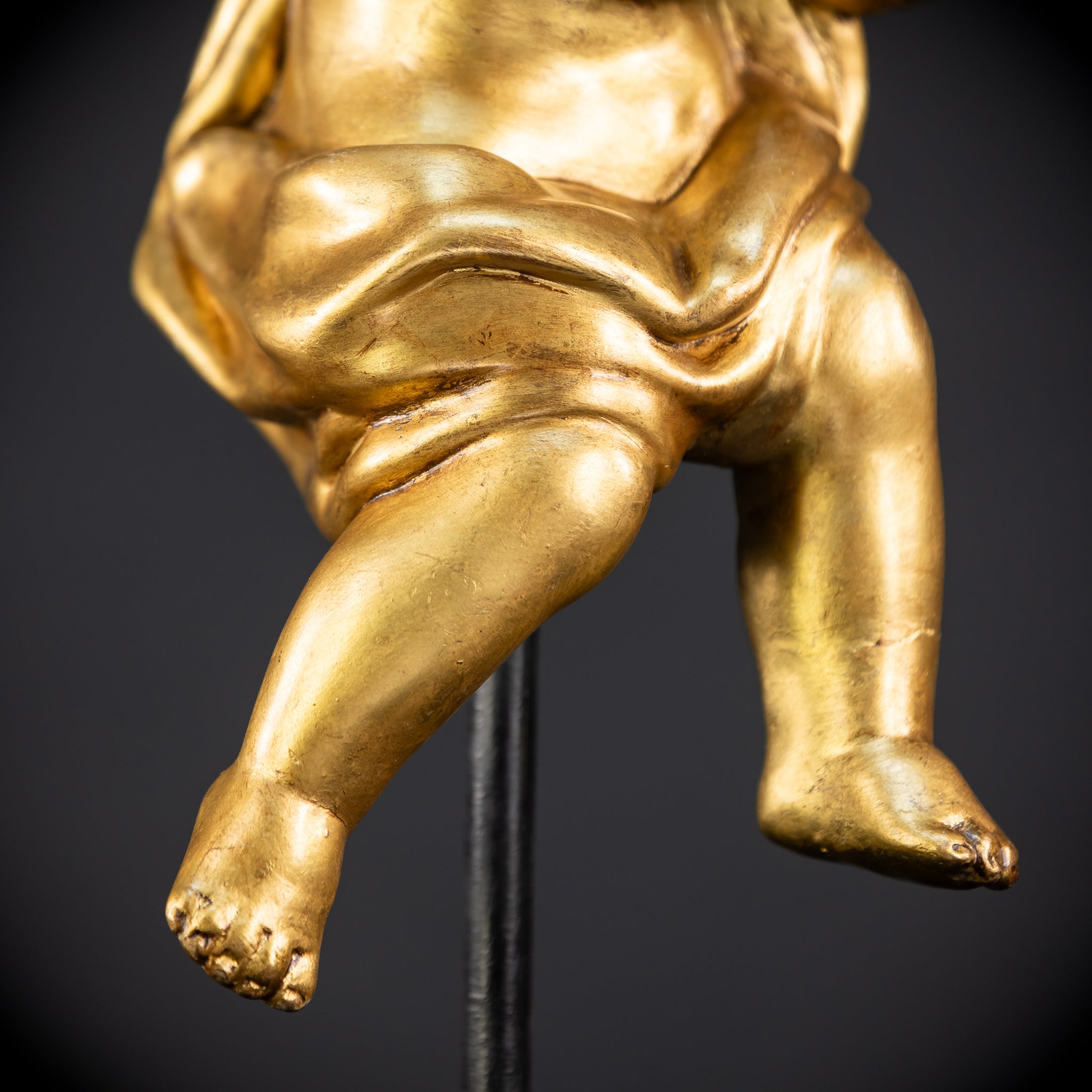 Angel Sculpture A Wood Carved | 1800s Antique | 13.2" / 33.5 cm