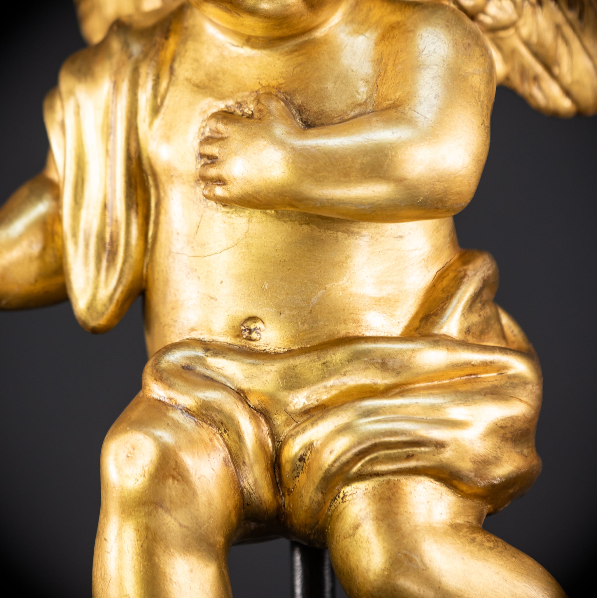 Angel Sculpture B Wood Carved | 1800s Antique | 13.2" / 33.5 cm