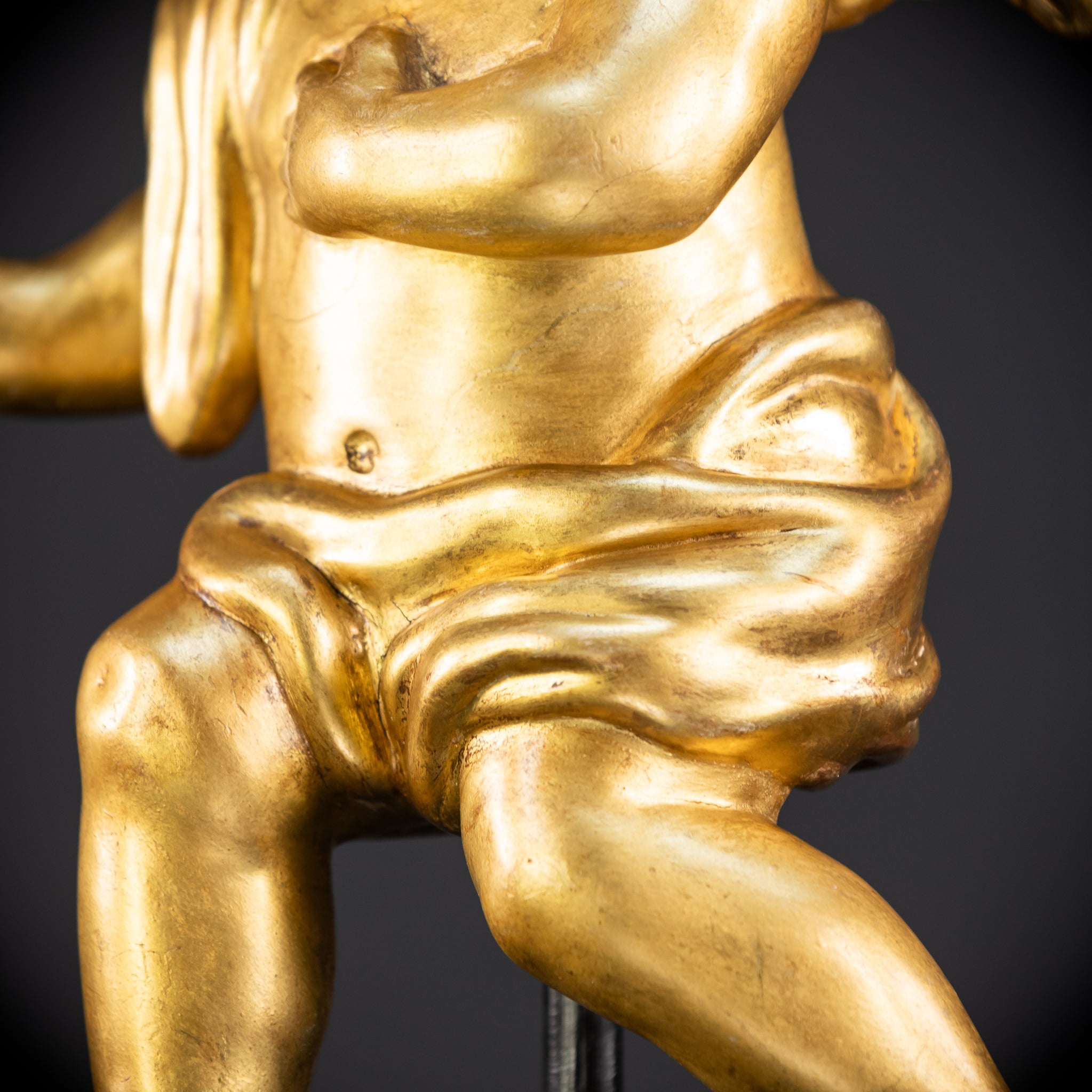 Angel Sculpture B Wood Carved | 1800s Antique | 13.2" / 33.5 cm