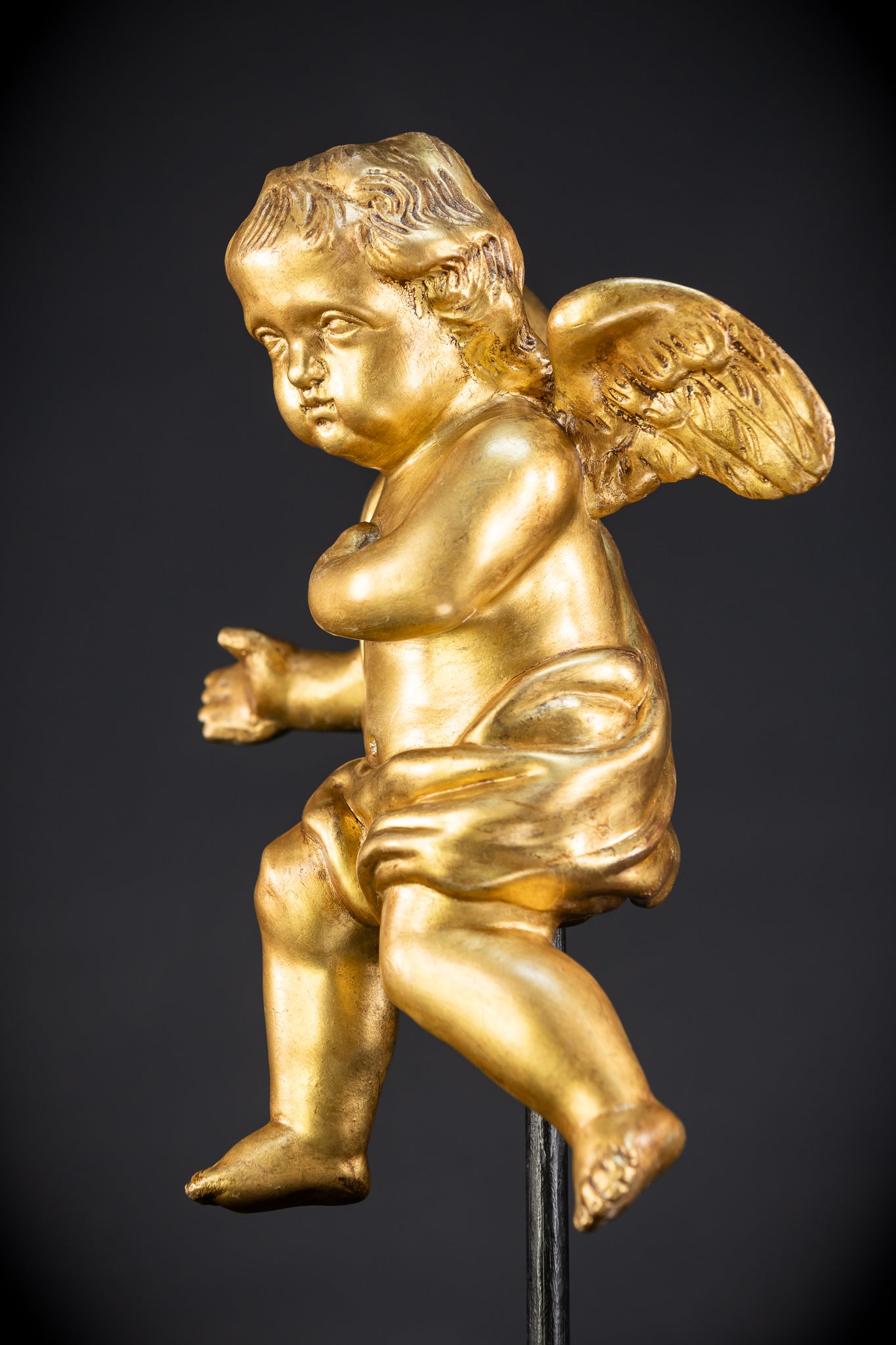 Angel Sculpture B Wood Carved | 1800s Antique | 13.2" / 33.5 cm