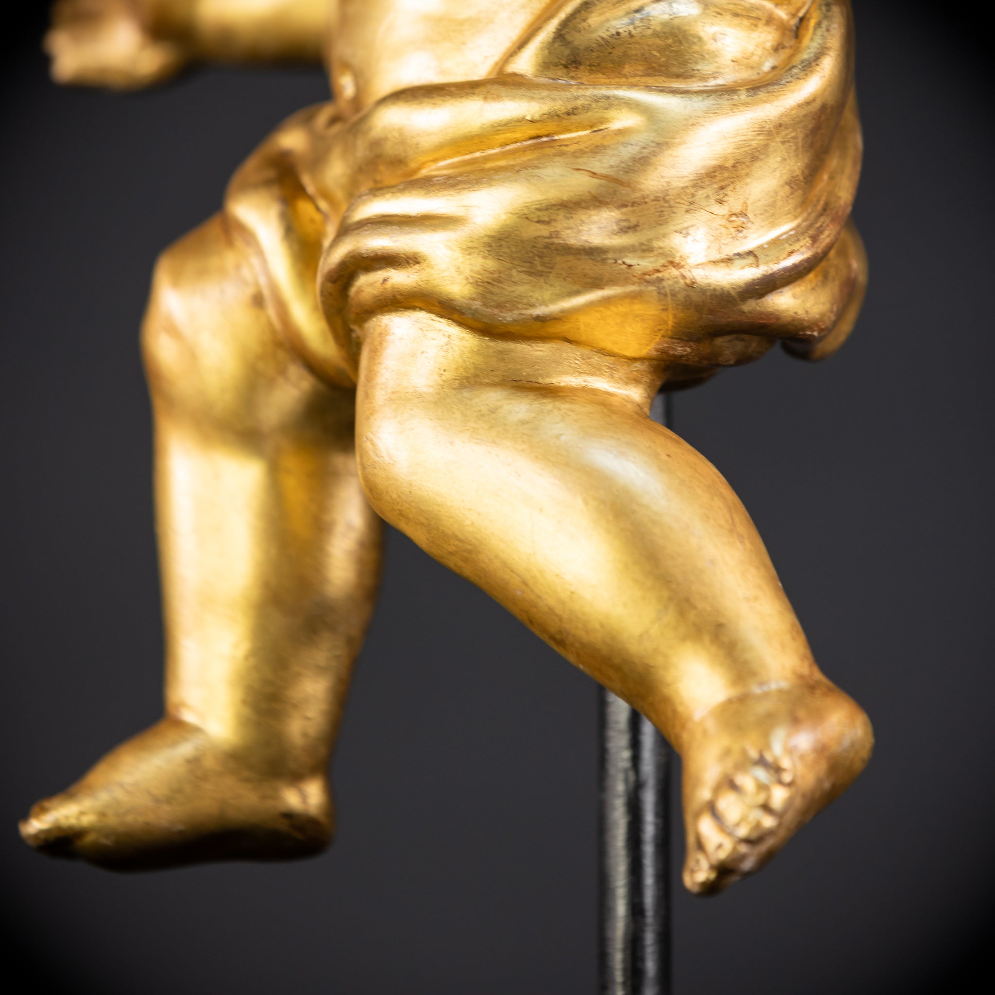 Angel Sculpture B Wood Carved | 1800s Antique | 13.2" / 33.5 cm