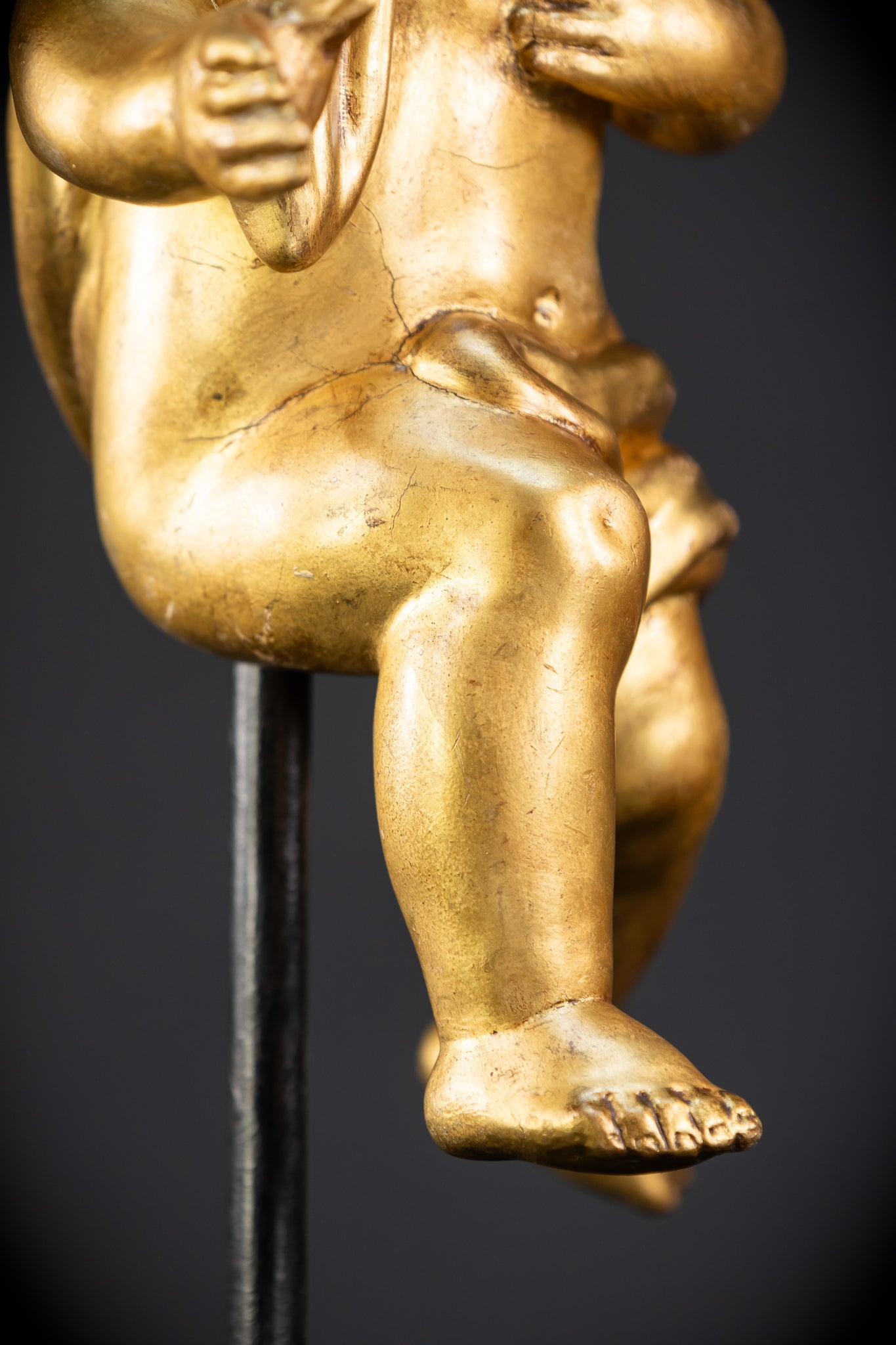 Angel Sculpture B Wood Carved | 1800s Antique | 13.2" / 33.5 cm