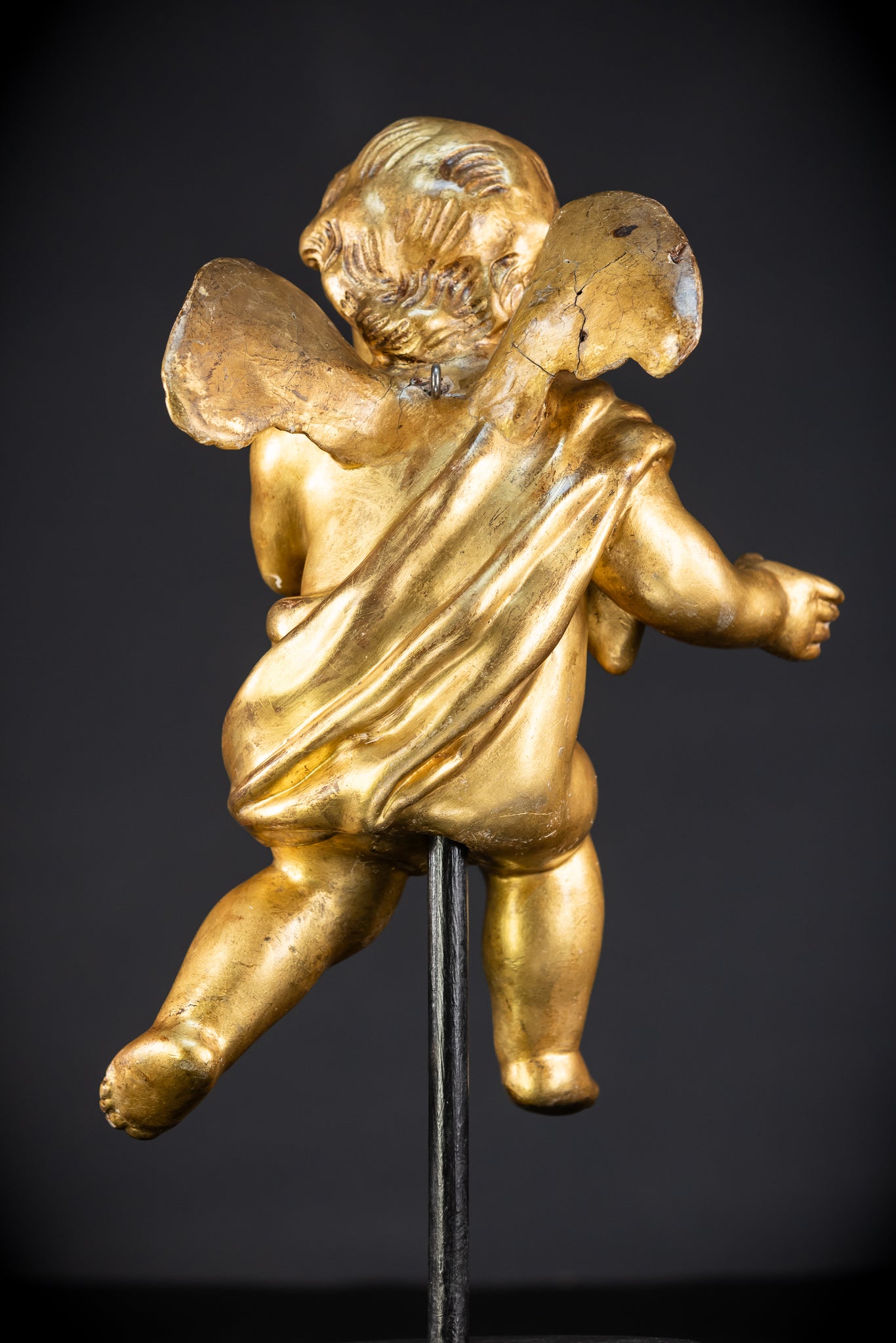 Angel Sculpture B Wood Carved | 1800s Antique | 13.2" / 33.5 cm