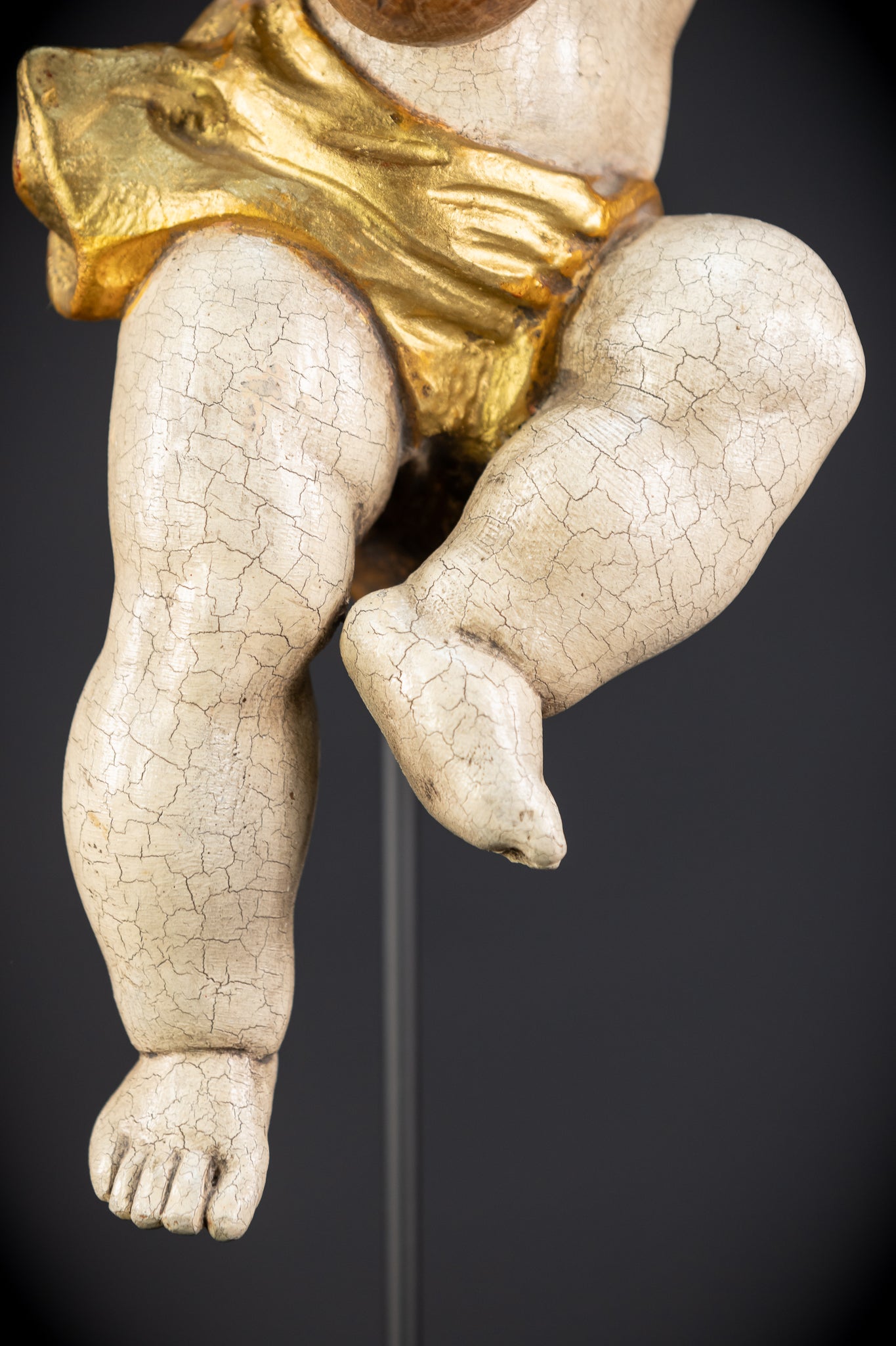 Wood Carving Angel Statue | Mid 1900s Vintage | 16.2" / 41 cm