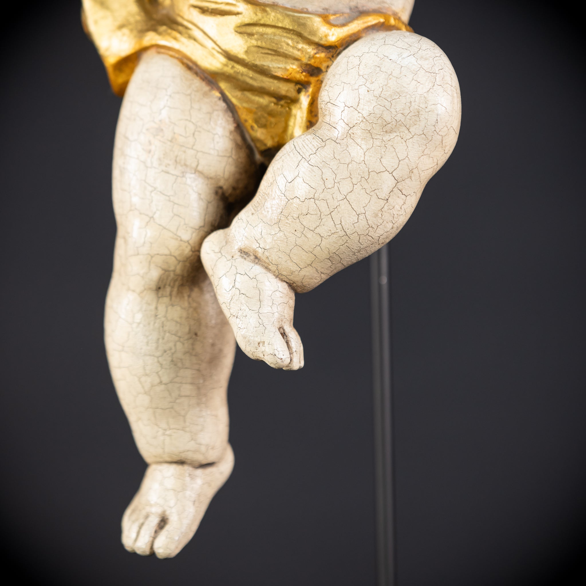 Wood Carving Angel Statue | Mid 1900s Vintage | 16.2" / 41 cm