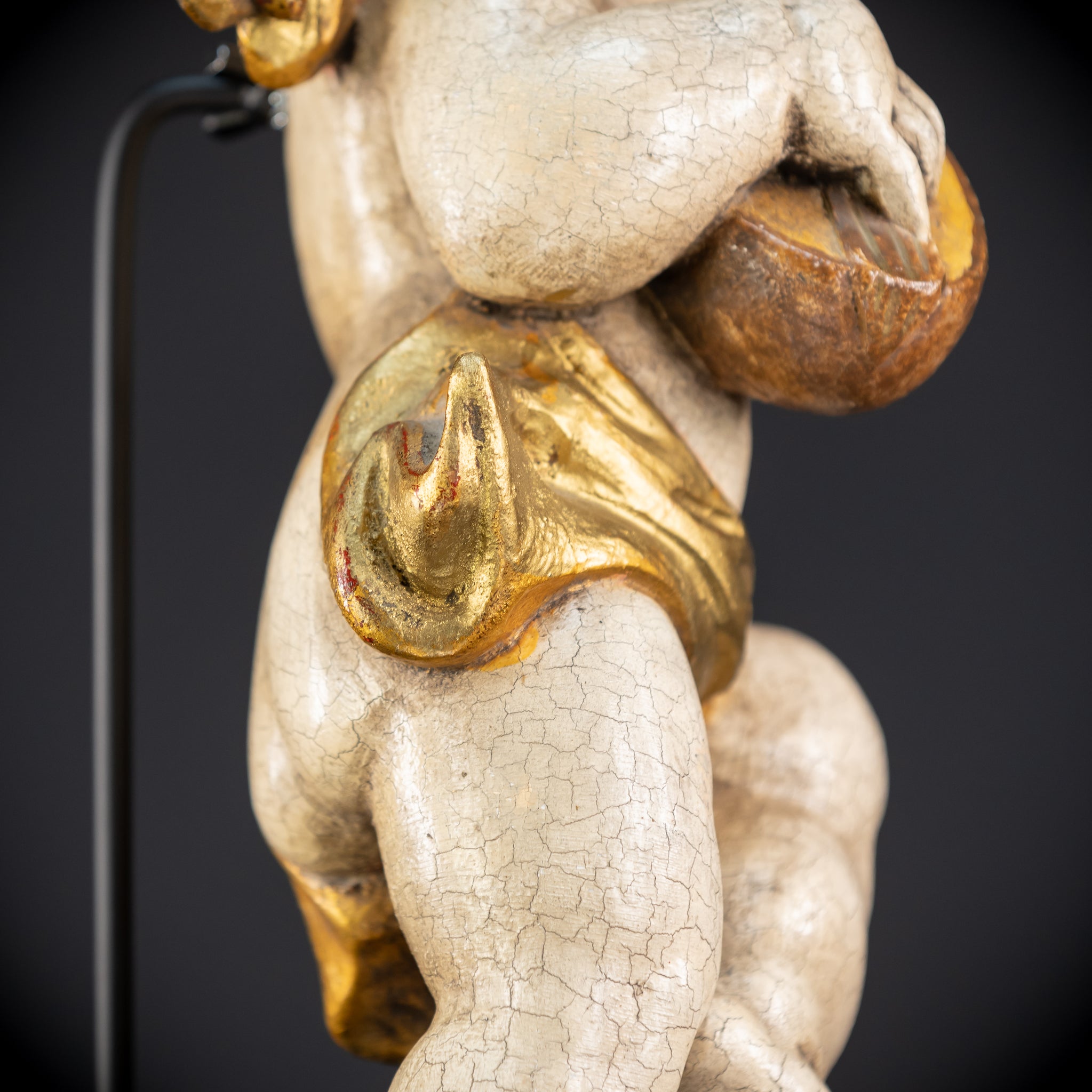 Wood Carving Angel Statue | Mid 1900s Vintage | 16.2" / 41 cm