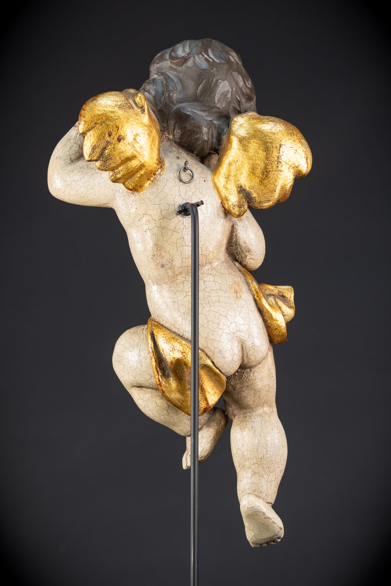 Wood Carving Angel Statue | Mid 1900s Vintage | 16.2" / 41 cm