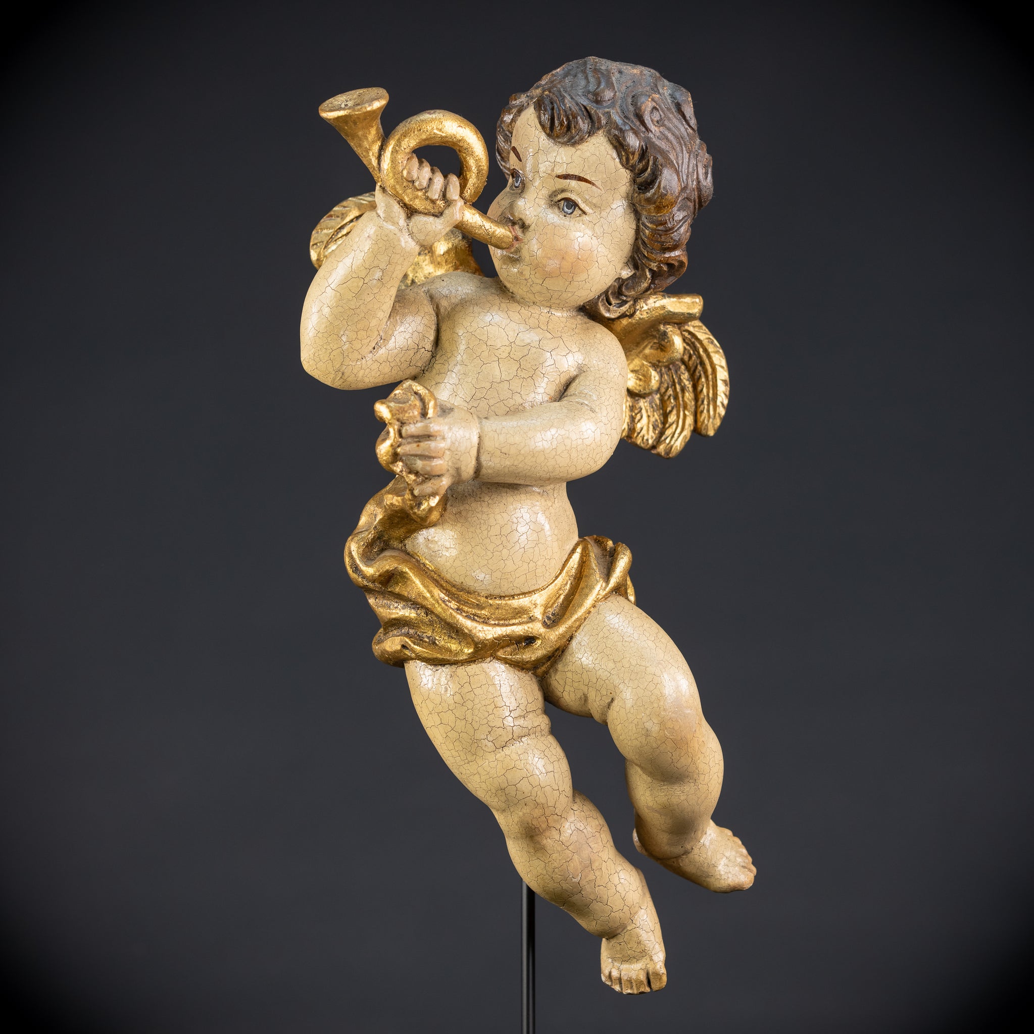 Wood Carving Angel Statue | Vintage 15.2" / 38.5 cm