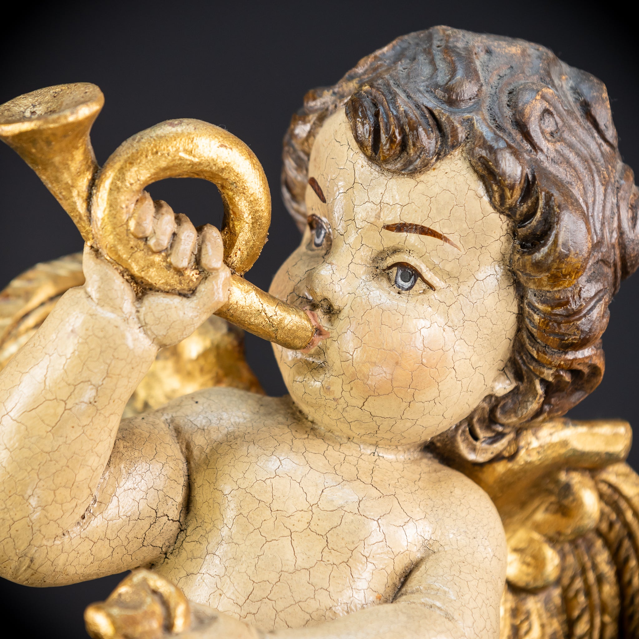 Wood Carving Angel Statue | Vintage 15.2" / 38.5 cm