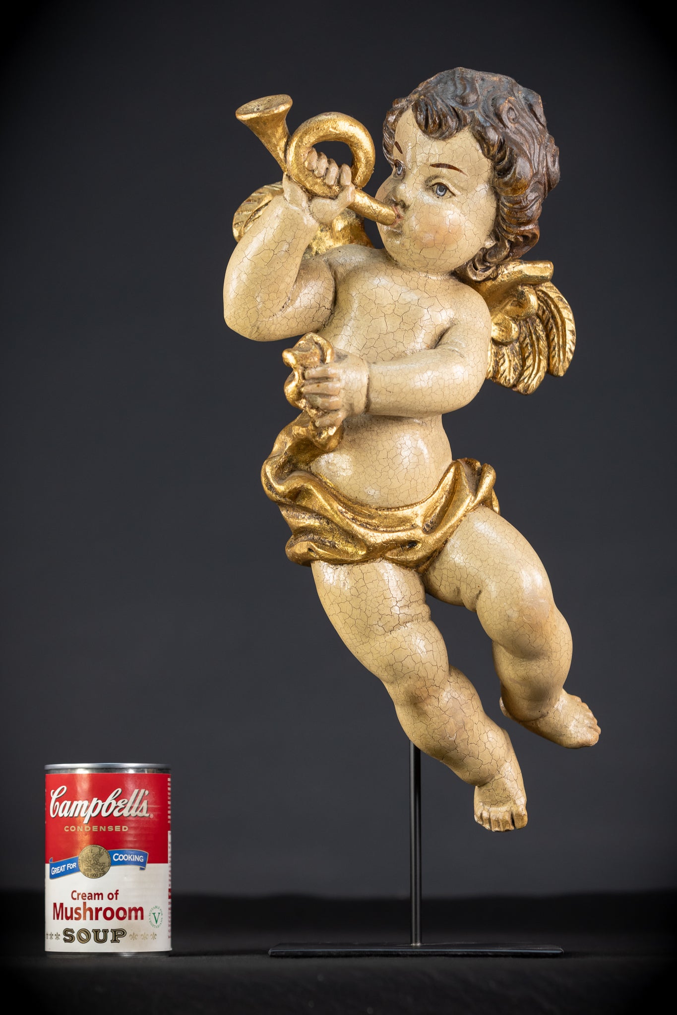 Wood Carving Angel Statue | Vintage 15.2" / 38.5 cm