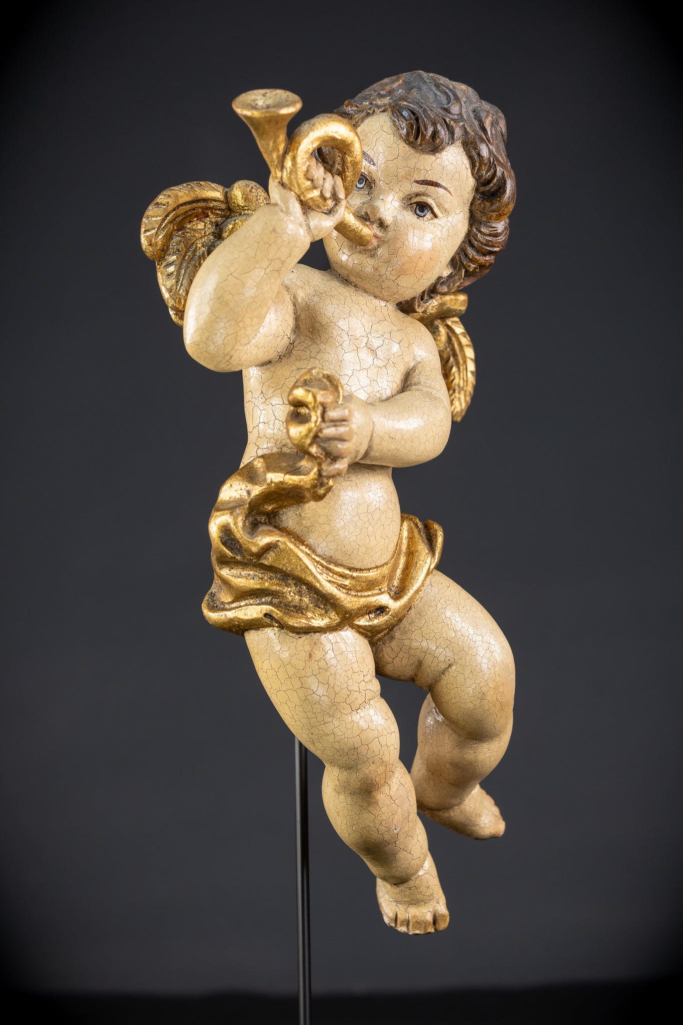 Wood Carving Angel Statue | Vintage 15.2" / 38.5 cm