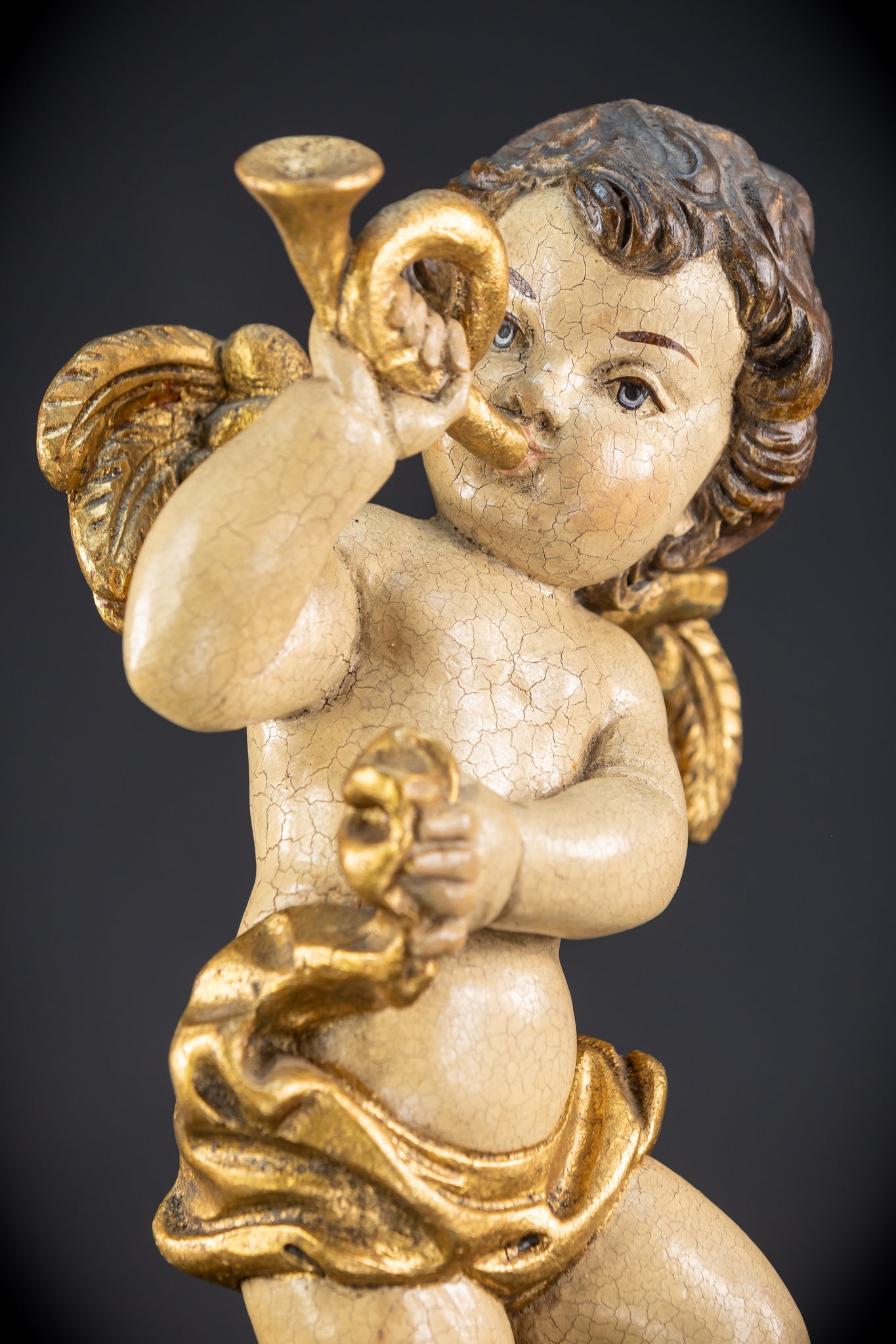 Wood Carving Angel Statue | Vintage 15.2" / 38.5 cm